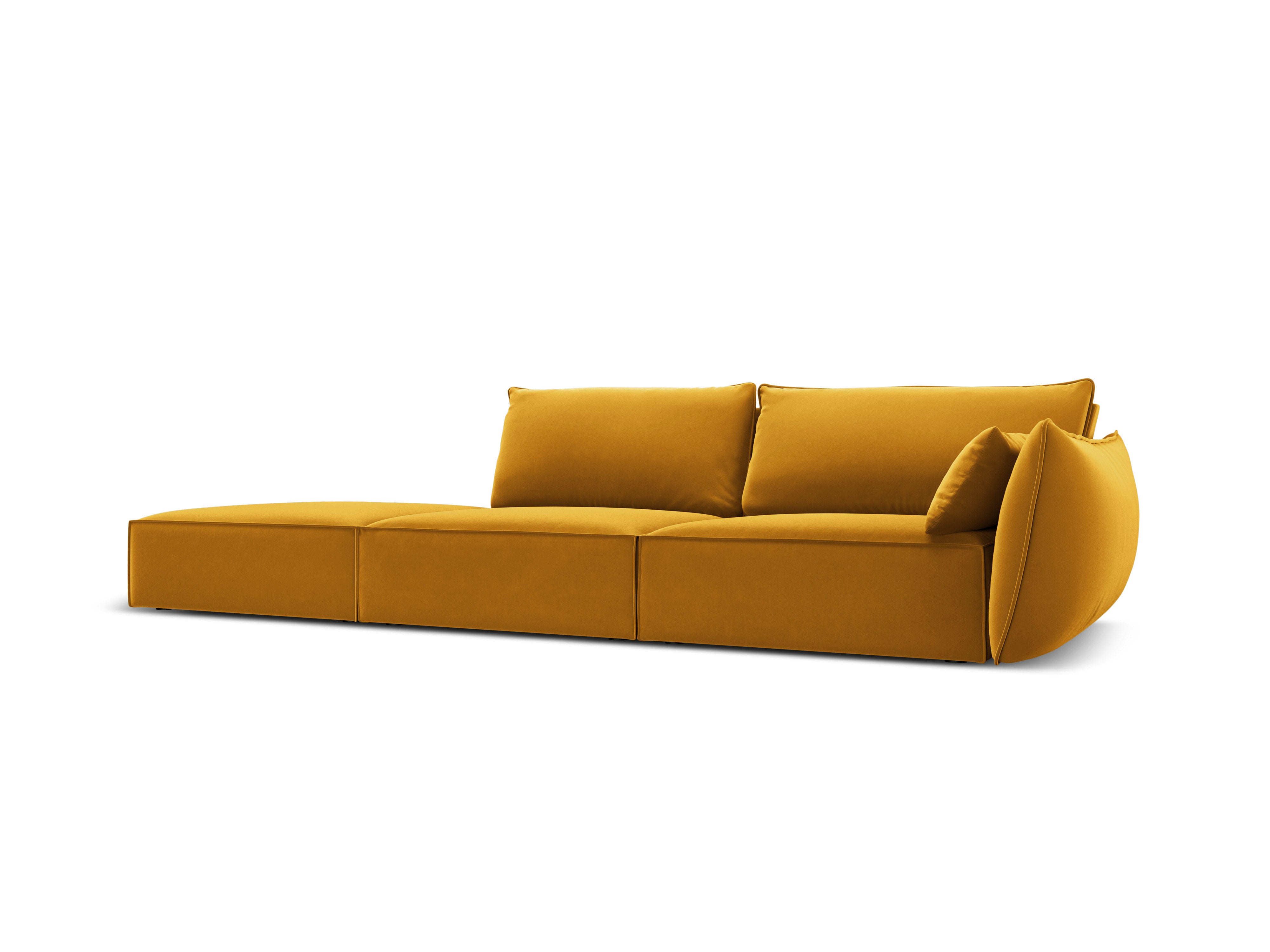 Sofa z jemného velúru ľavostranná otvorená VANDA horčicová