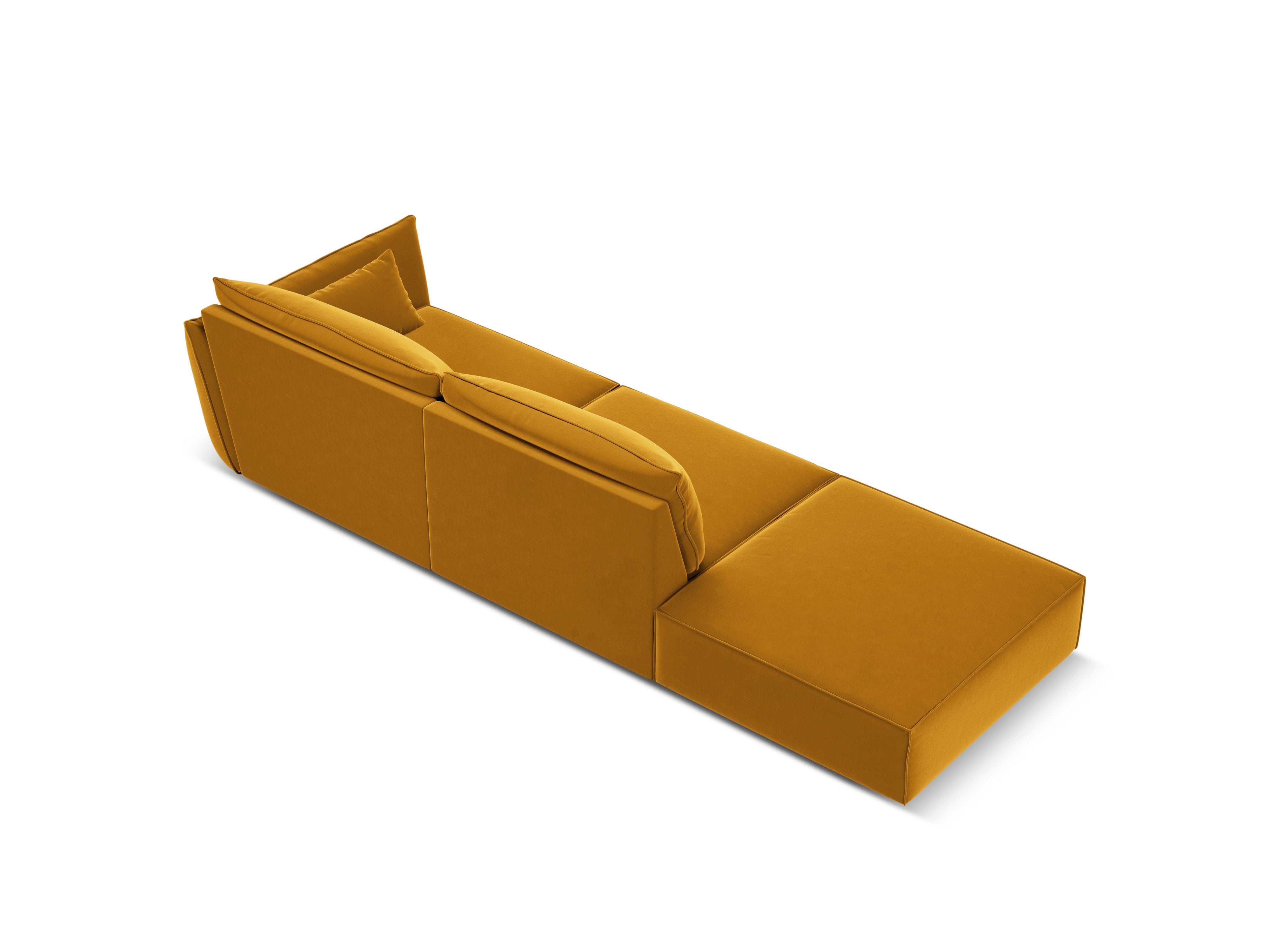 Sofa z jemného velúru ľavostranná otvorená VANDA horčicová