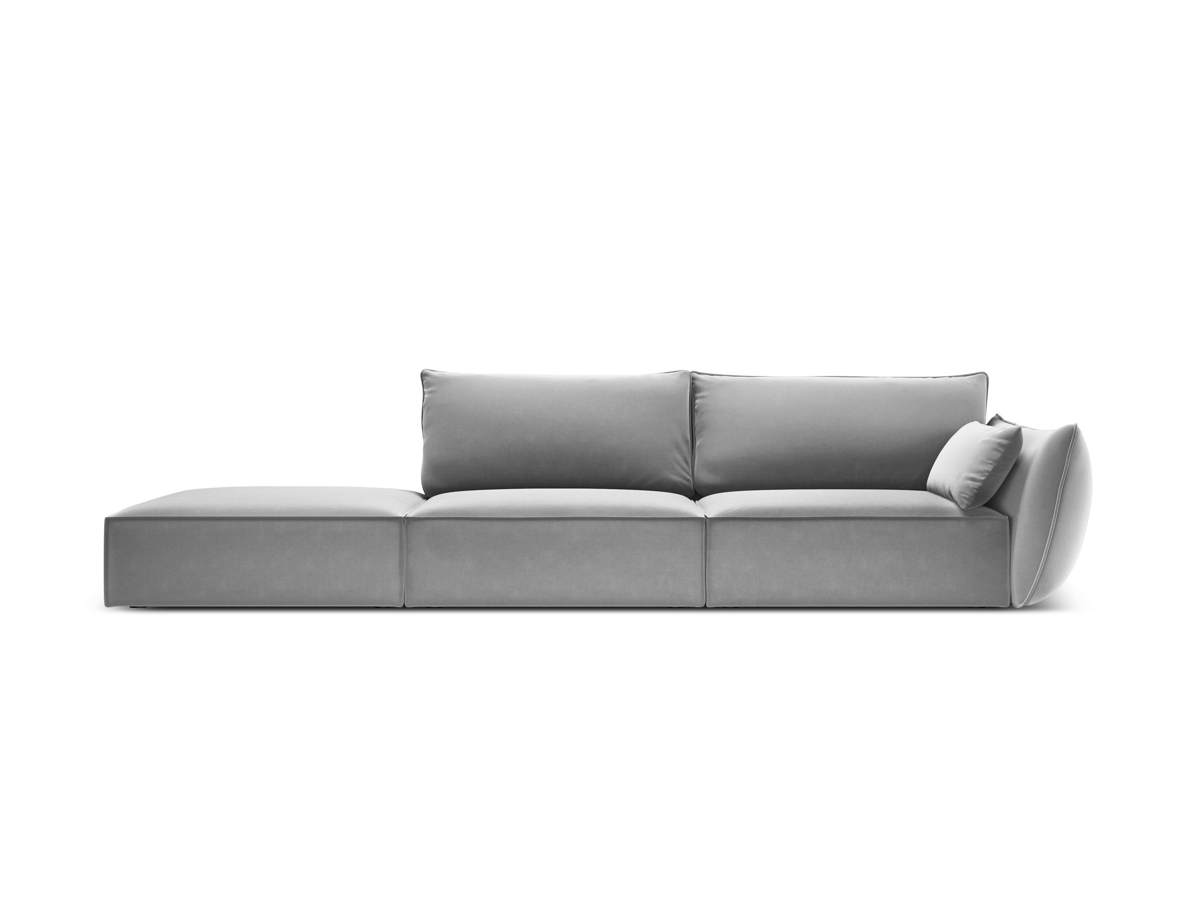 Sofa zamatová ľavostranná otvorená VANDA šedá