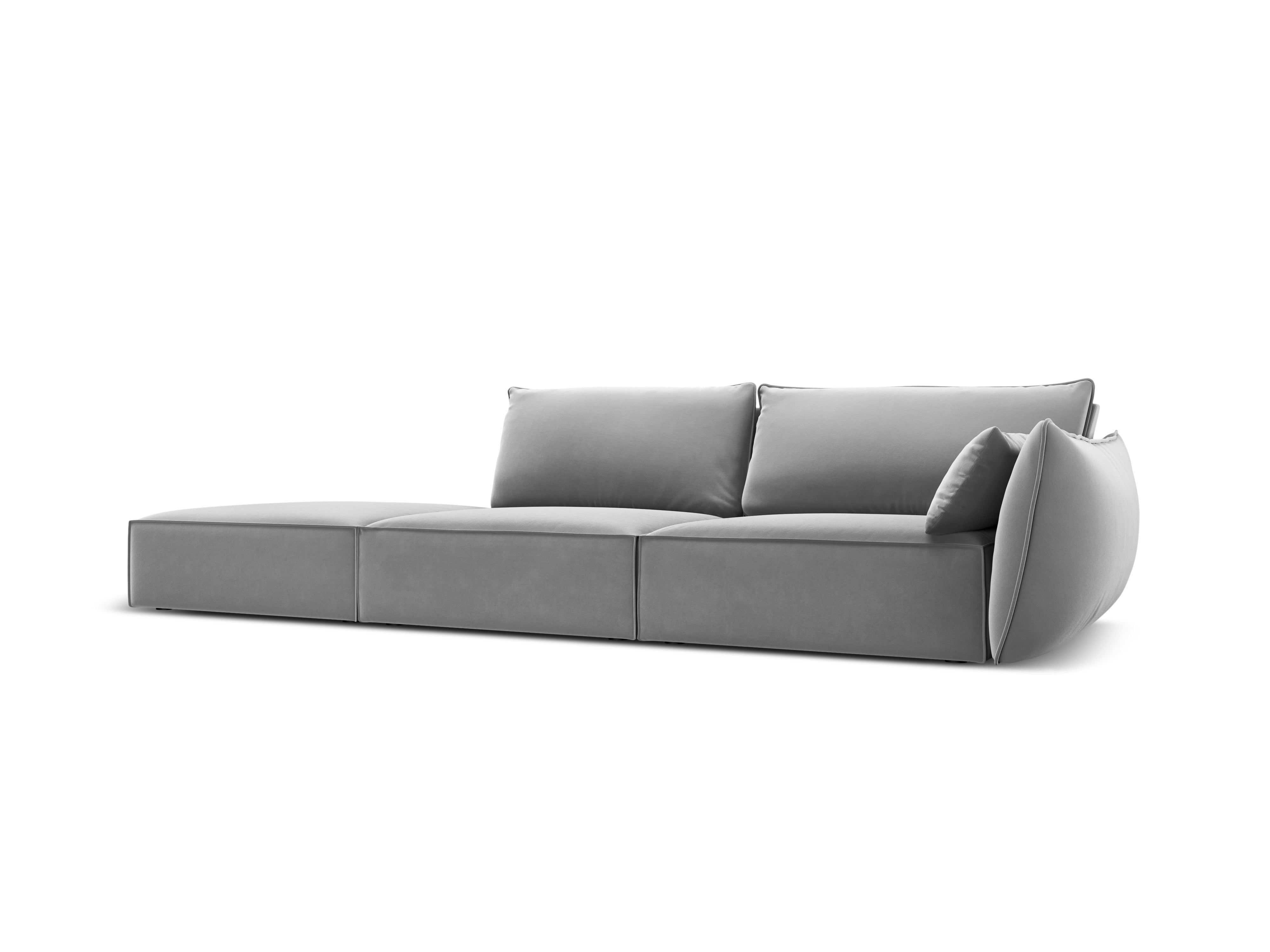 Sofa zamatová ľavostranná otvorená VANDA šedá