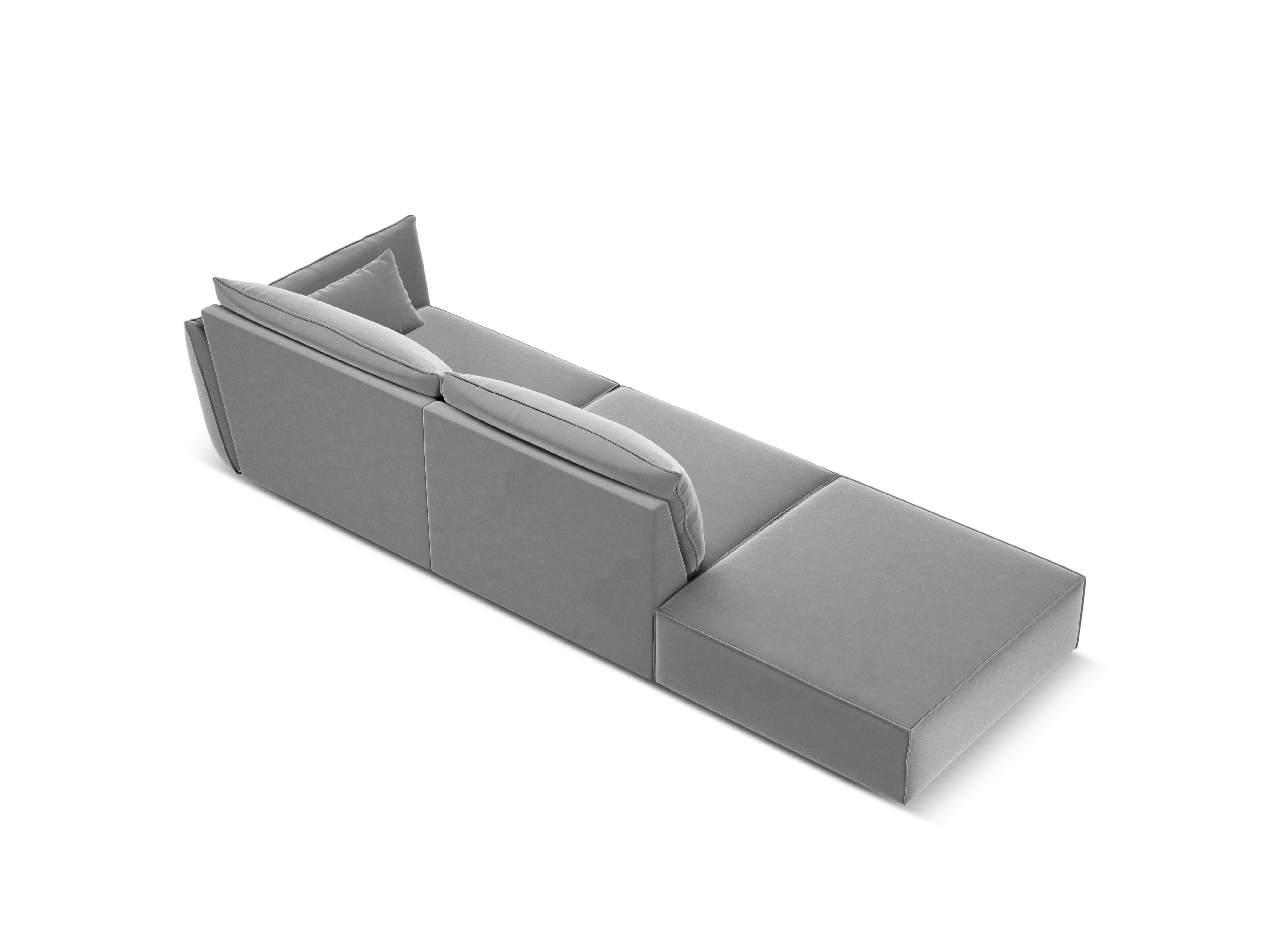 Sofa zamatová ľavostranná otvorená VANDA šedá