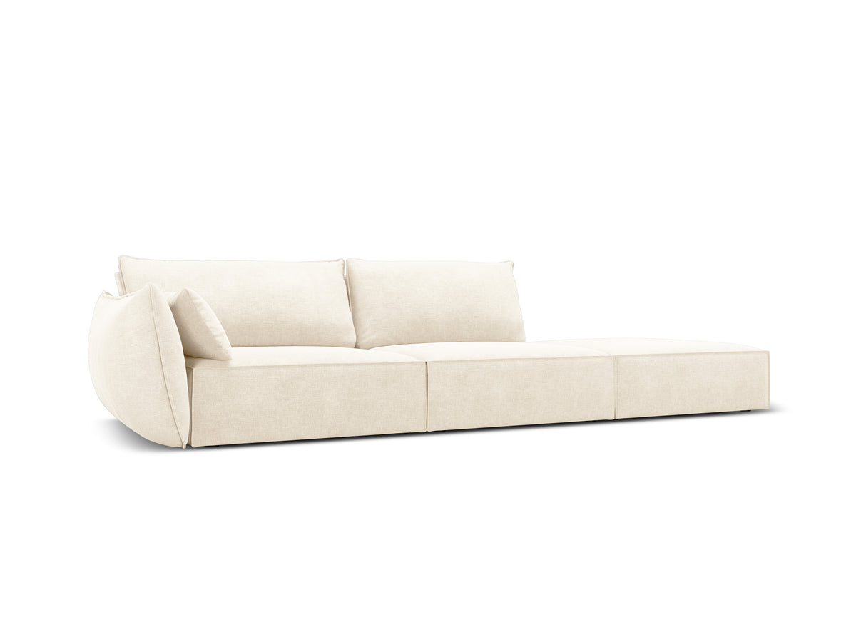 Sofa z tkaniny szenilovej pravostranná otvorená VANDA svetlo béžová