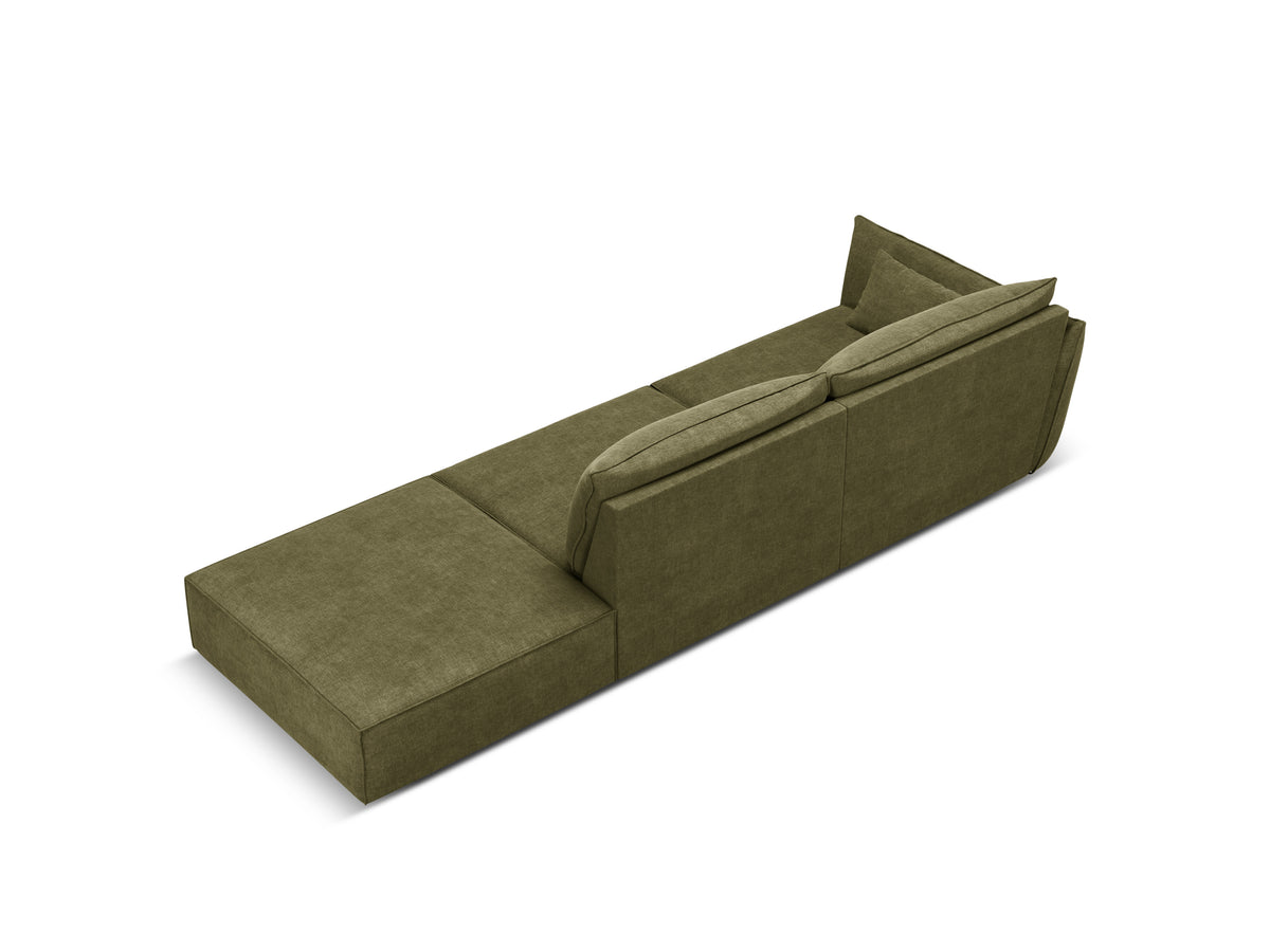 Sofa z šenilovej tkaniny pravostranná otvorená VANDA zelená