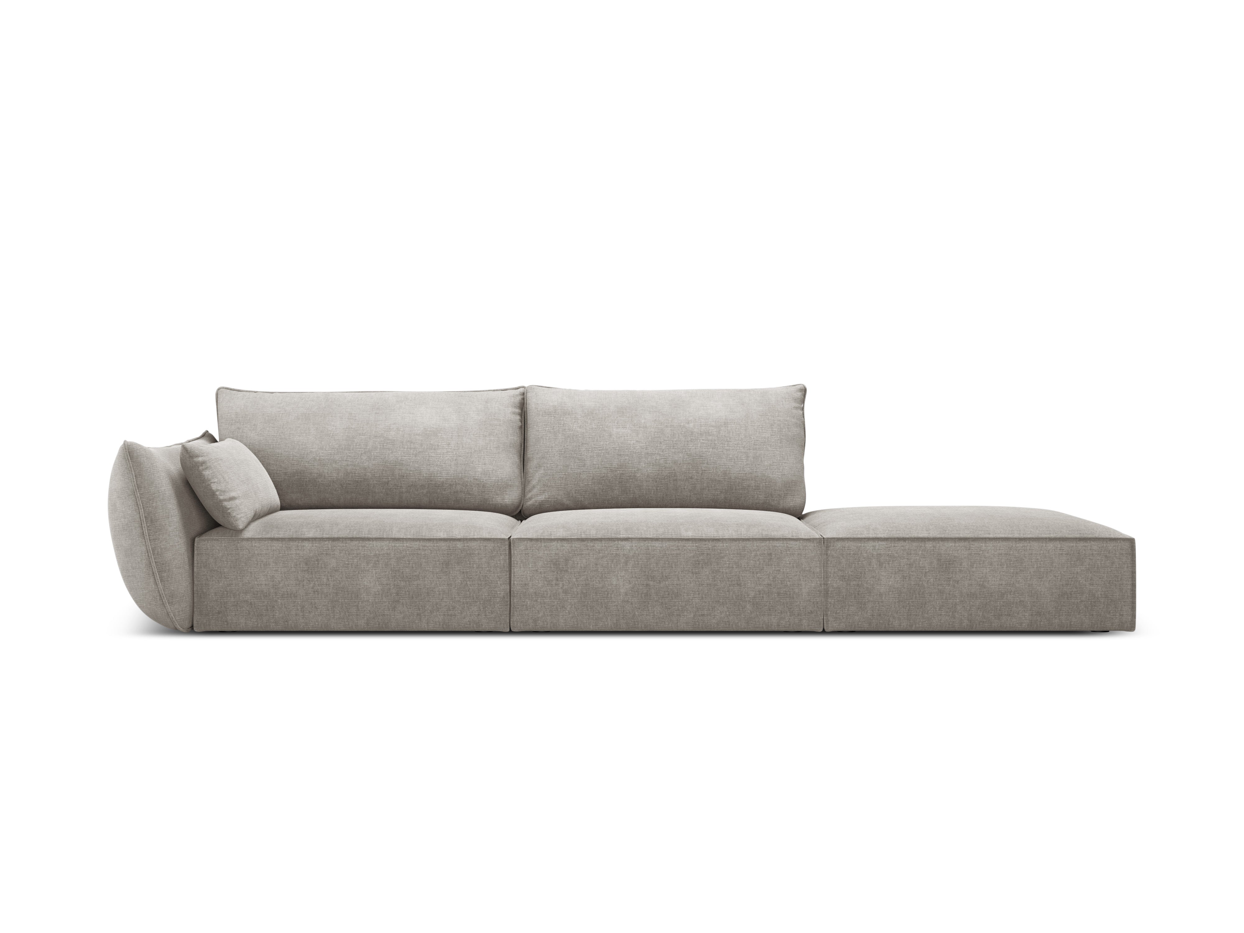 Sofa z šenilovej tkaniny pravostranná otvorená VANDA svetlosivá