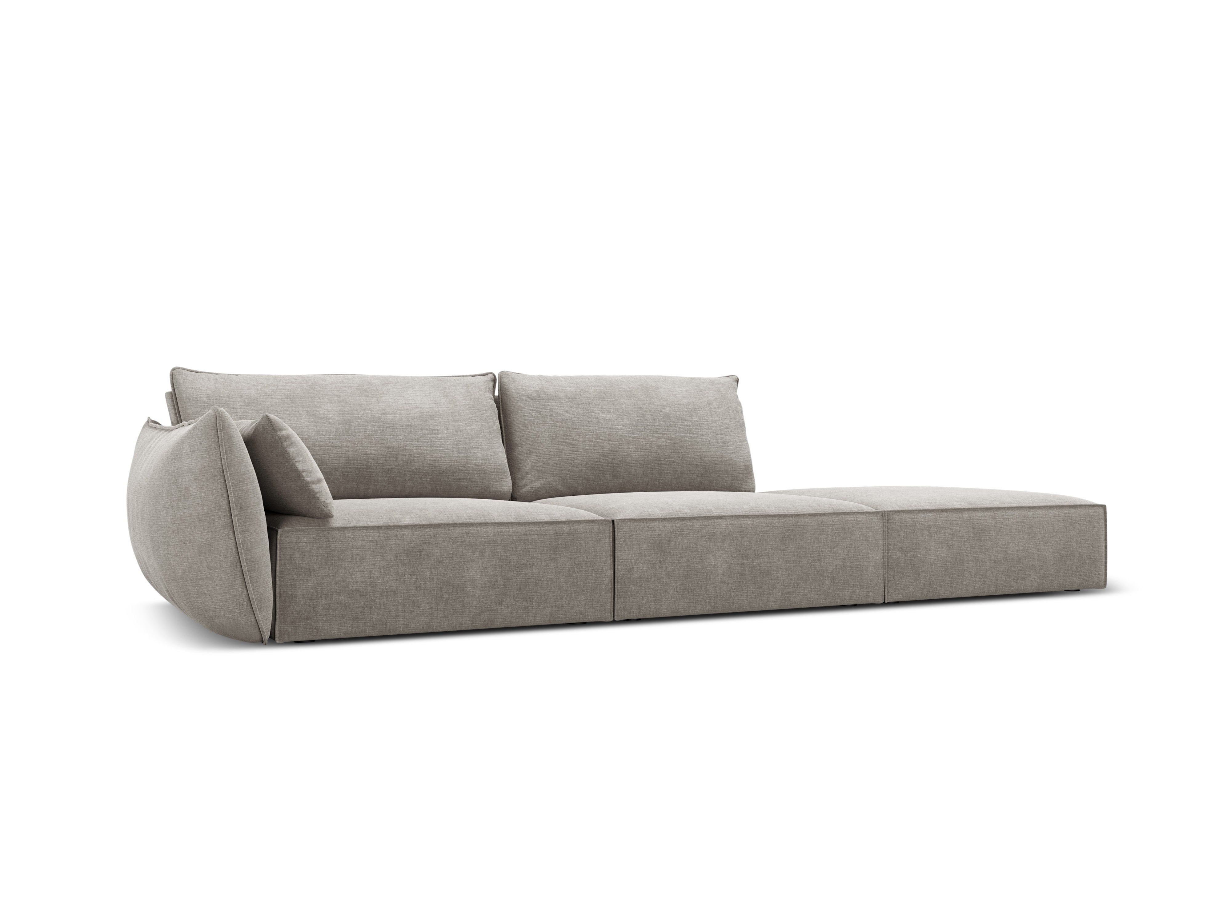 Sofa z šenilovej tkaniny pravostranná otvorená VANDA svetlosivá