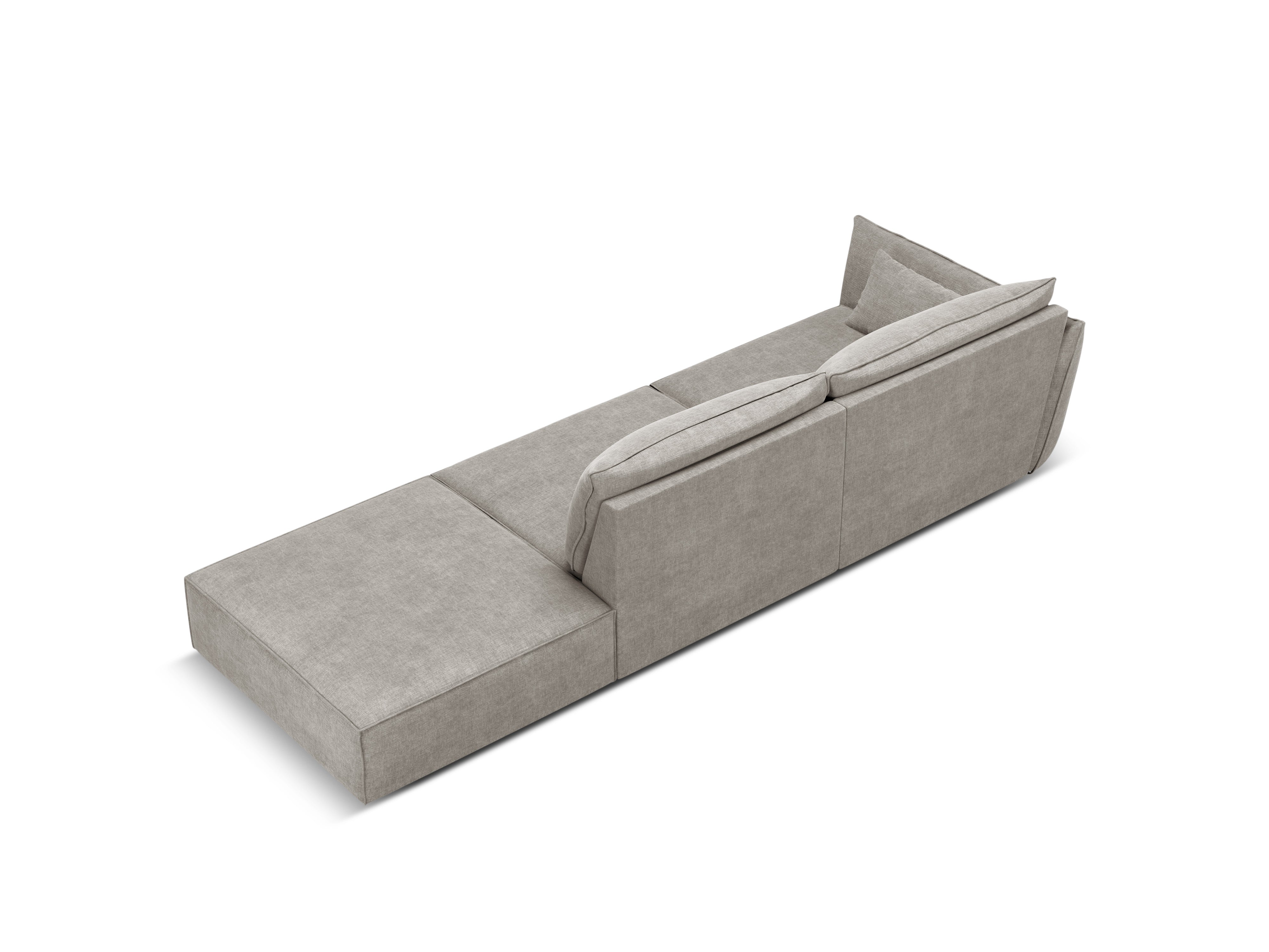 Sofa z šenilovej tkaniny pravostranná otvorená VANDA svetlosivá