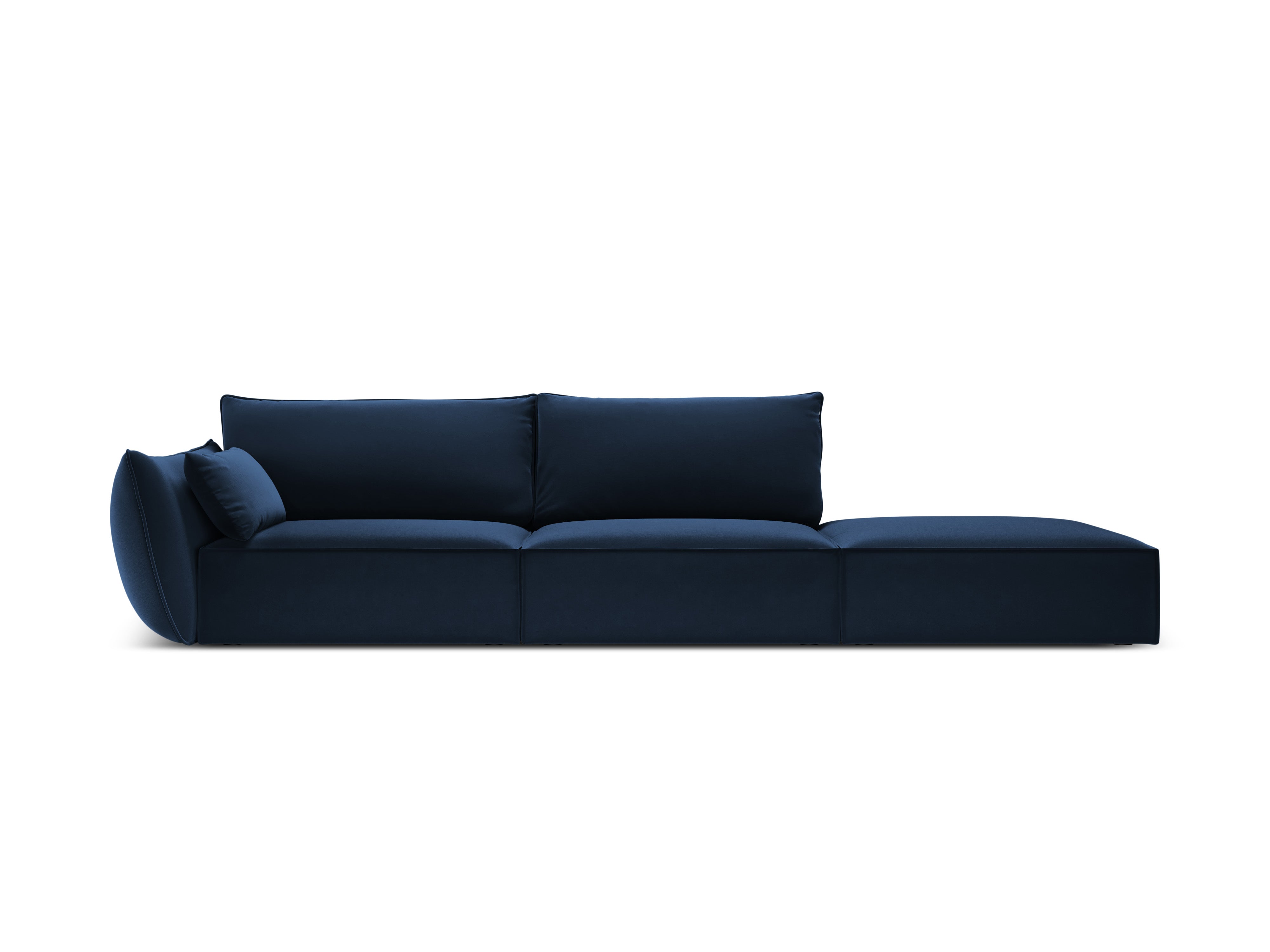 Sofa z jemného velúru pravostranná otvorená VANDA granátová