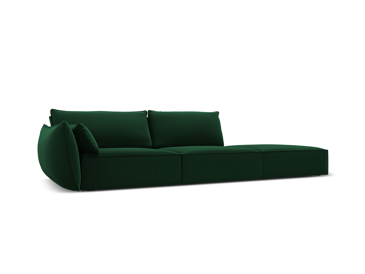 Sofa zamatová pravostranná otvorená VANDA fľašková zelená