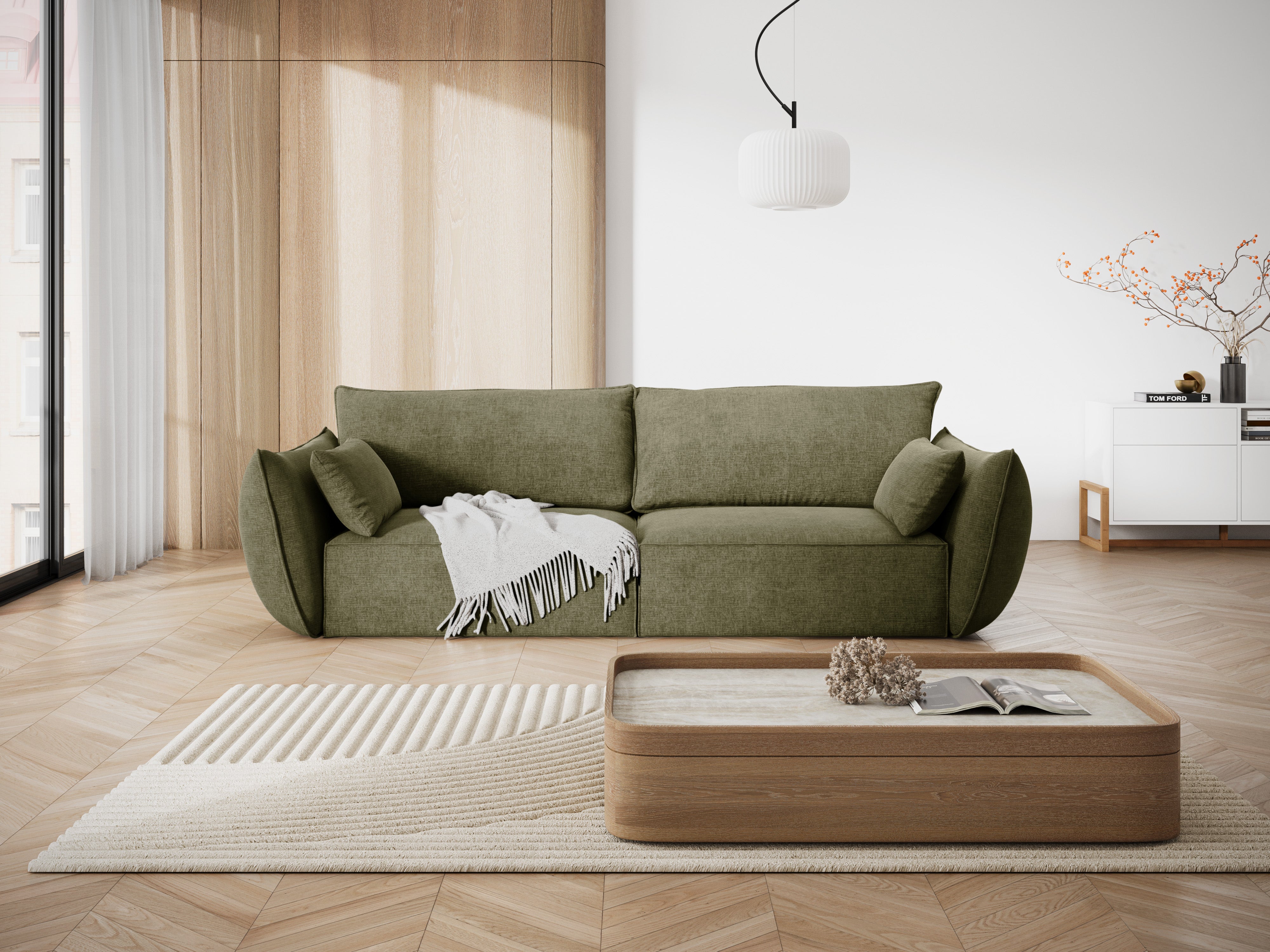 Sofa v zamatovej tkanine 3-miestna VANDA zelená