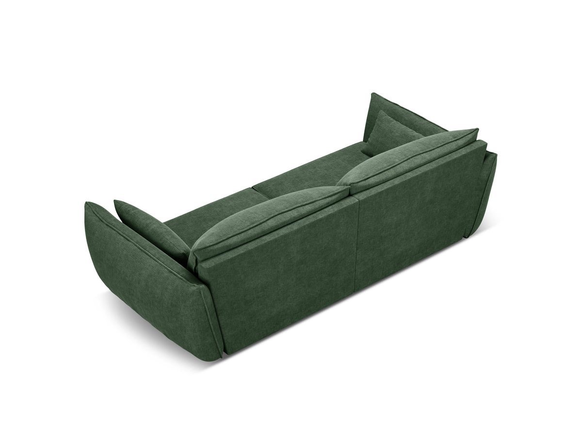 Sofa v szenilovej tkanine 3-miestna VANDA fľašková zelená