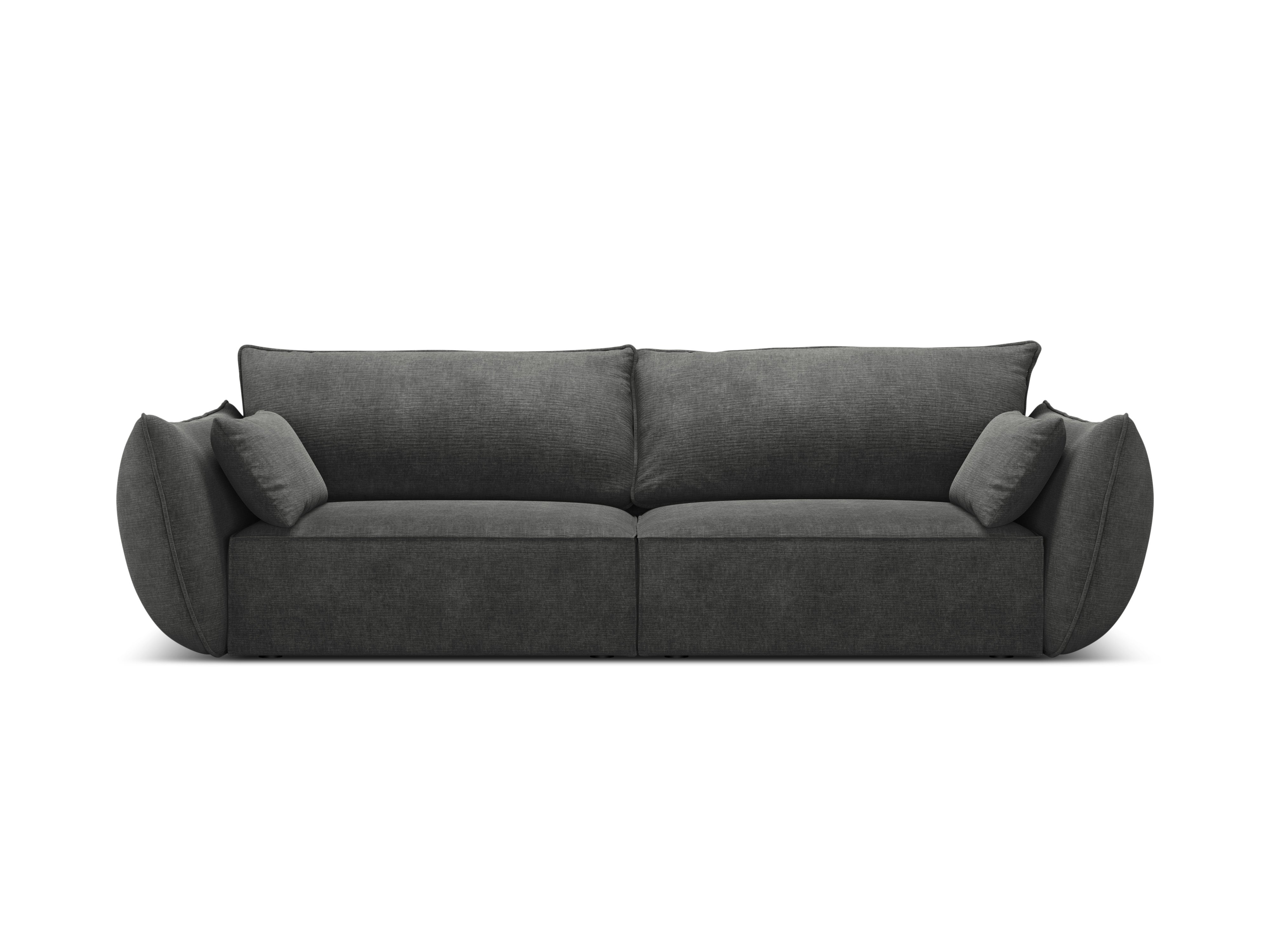 Sofa v zamatovej tkanine 3-miestna VANDA tmavosivá