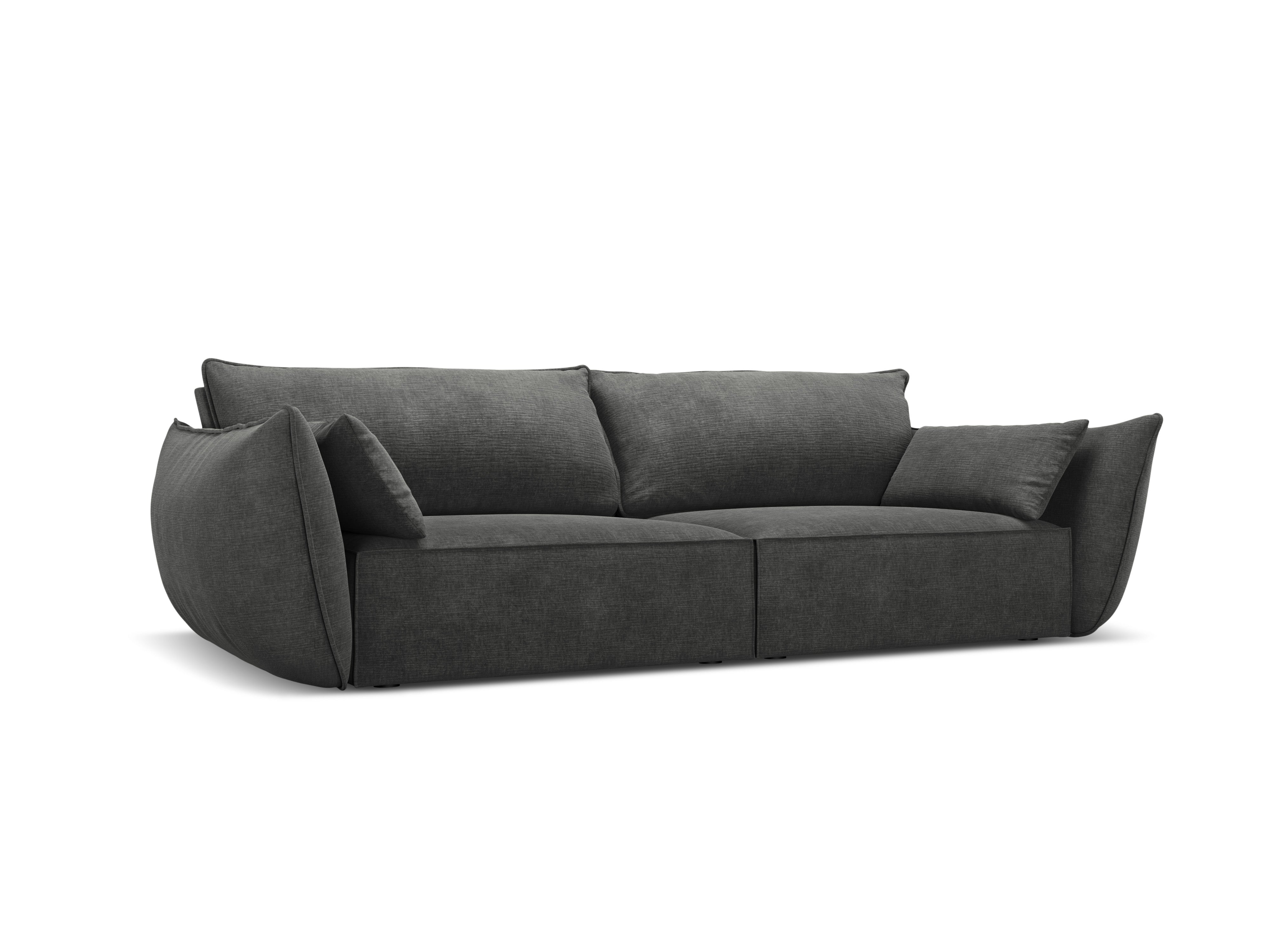 Sofa v zamatovej tkanine 3-miestna VANDA tmavosivá