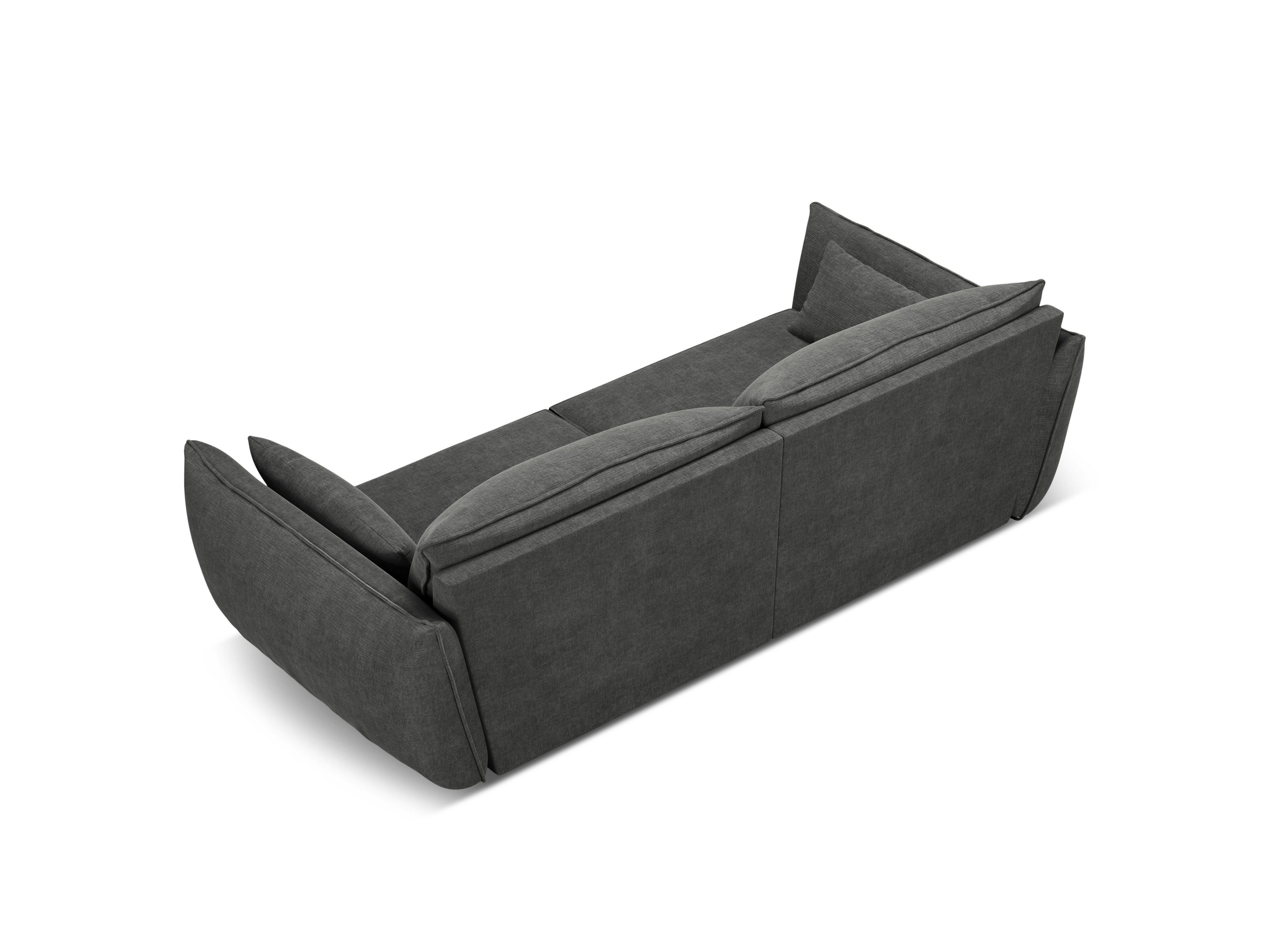 Sofa v zamatovej tkanine 3-miestna VANDA tmavosivá