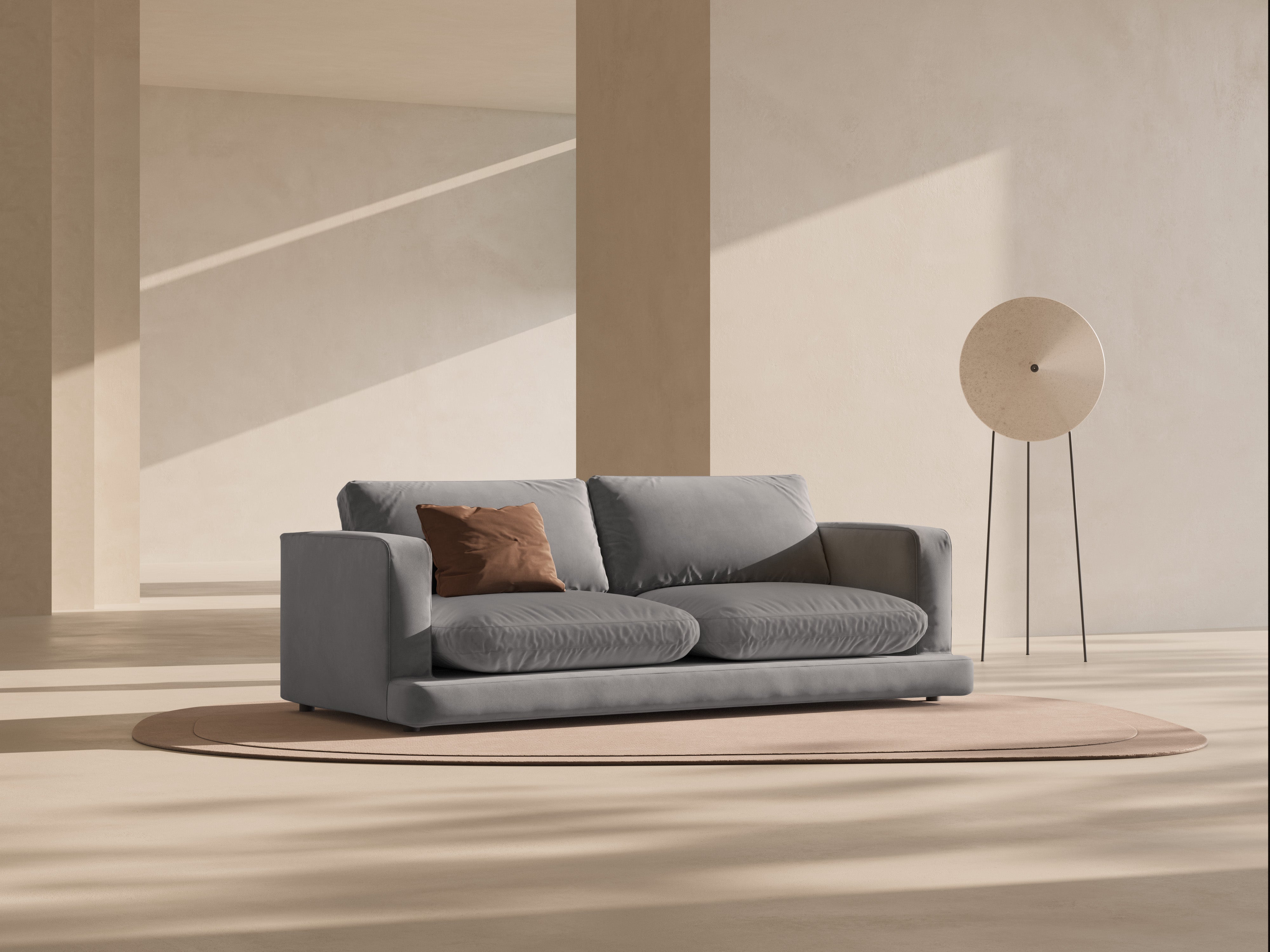 Sedačka zamatová 3-miestna DAPHNE šedá