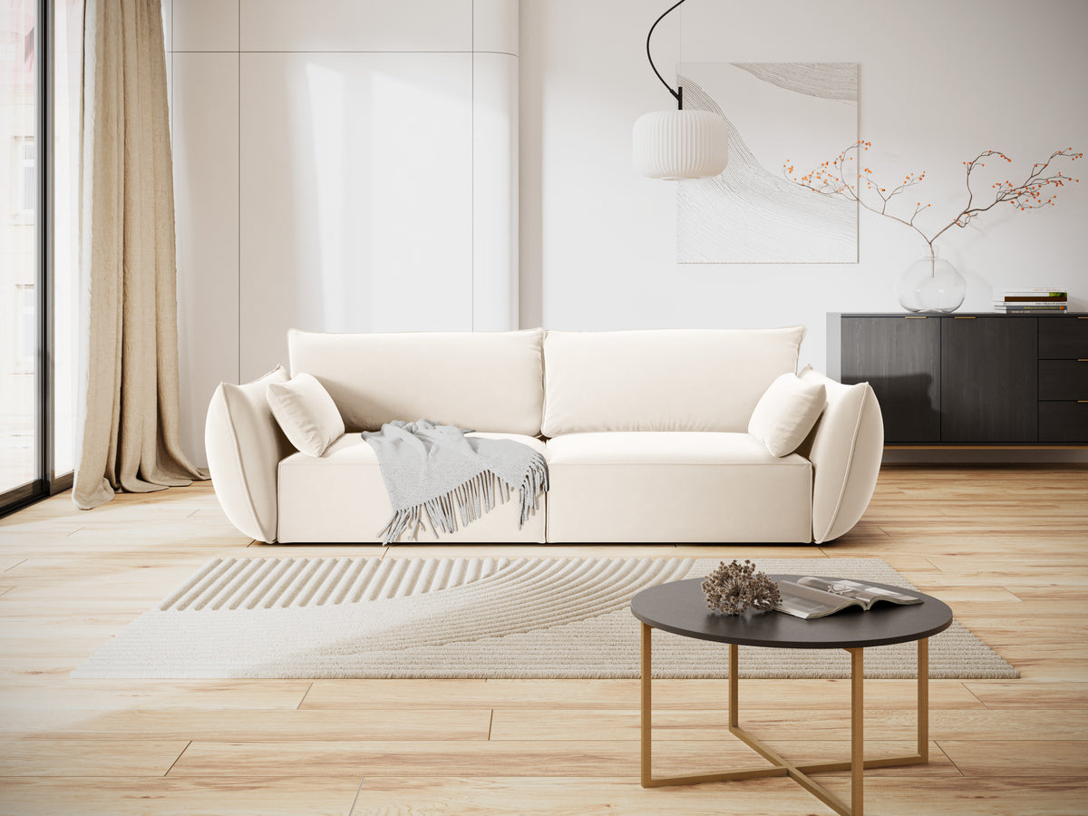Sofa z jemného velúru 3-miestna VANDA béžová
