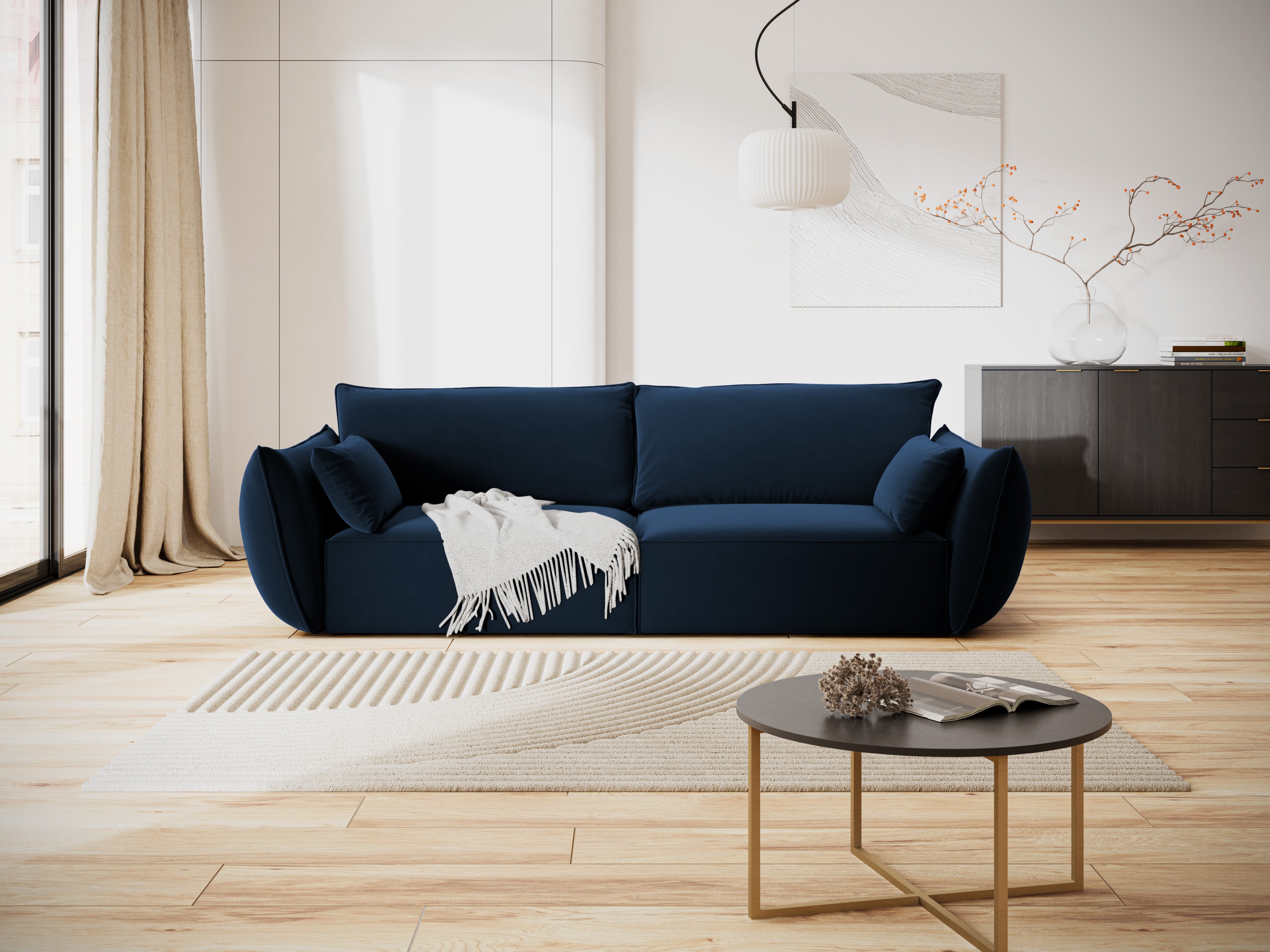 Sofa z jemného velúru 3-miestna VANDA granátová