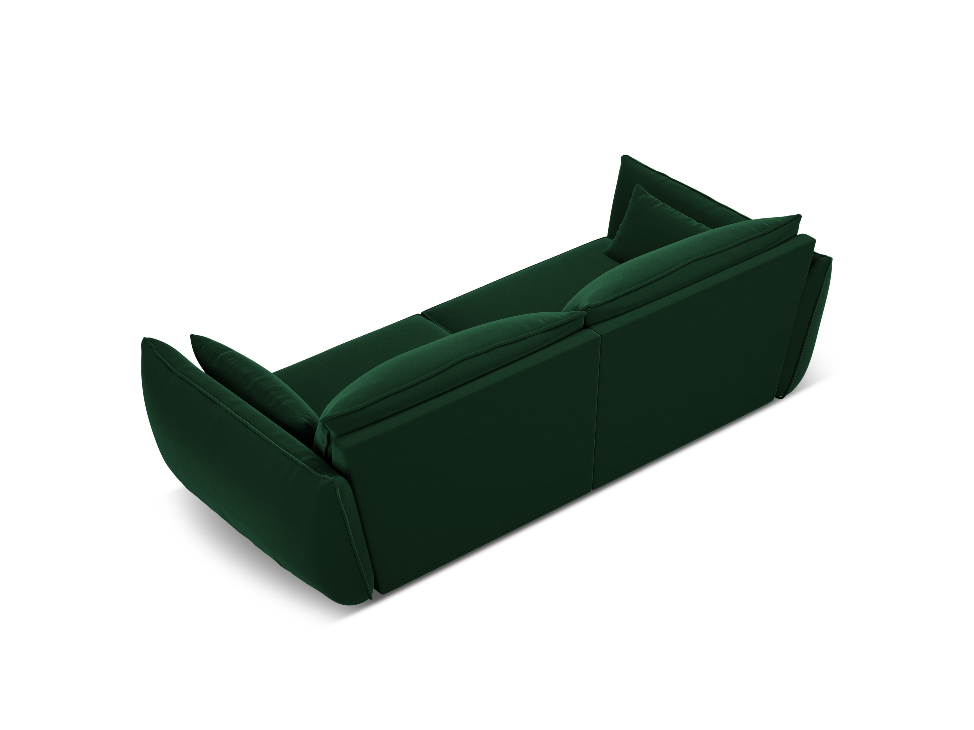 Sofa zamatová 3-miestna VANDA fľašková zelená