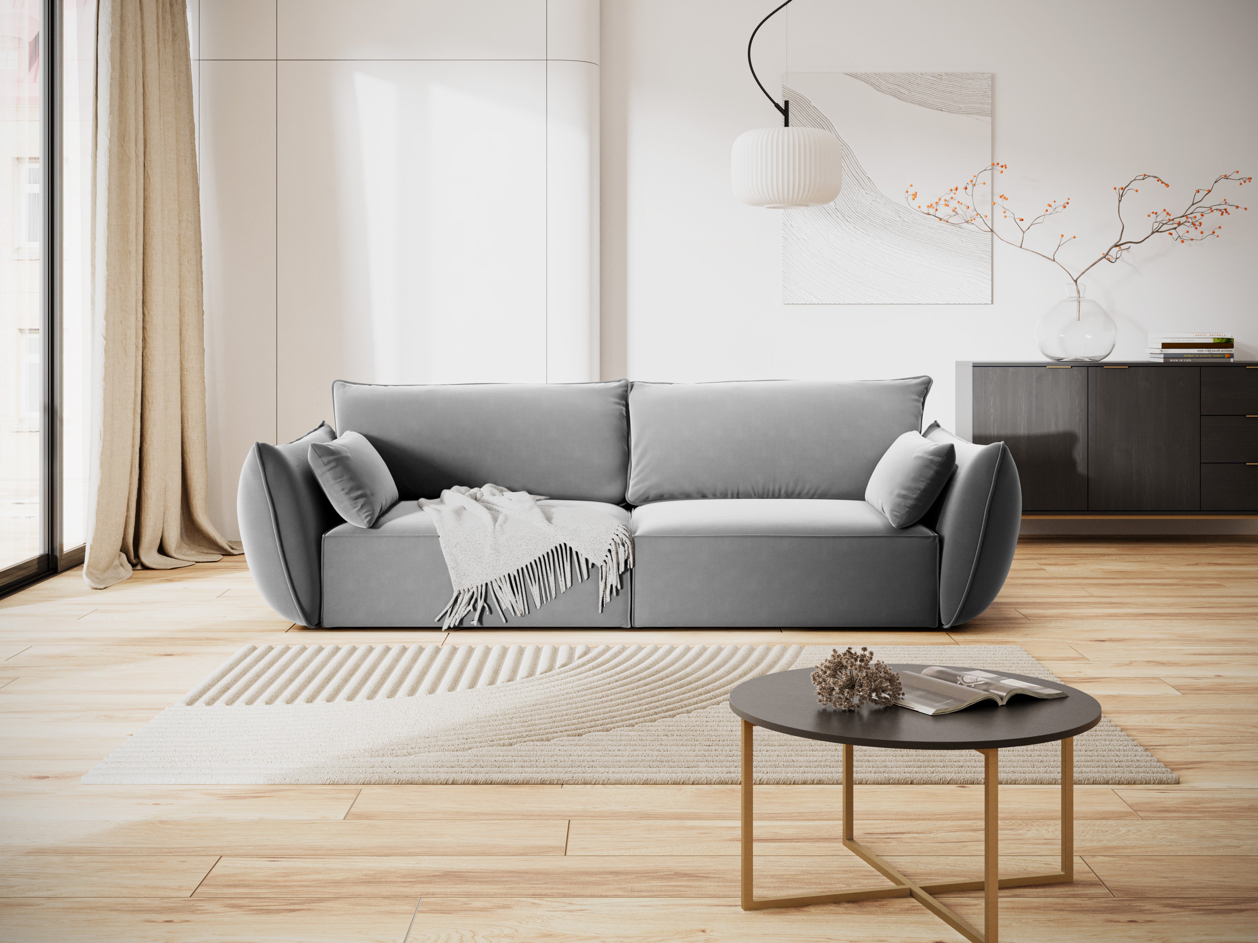 Sofa z jemného velúru 3-miestna VANDA šedá