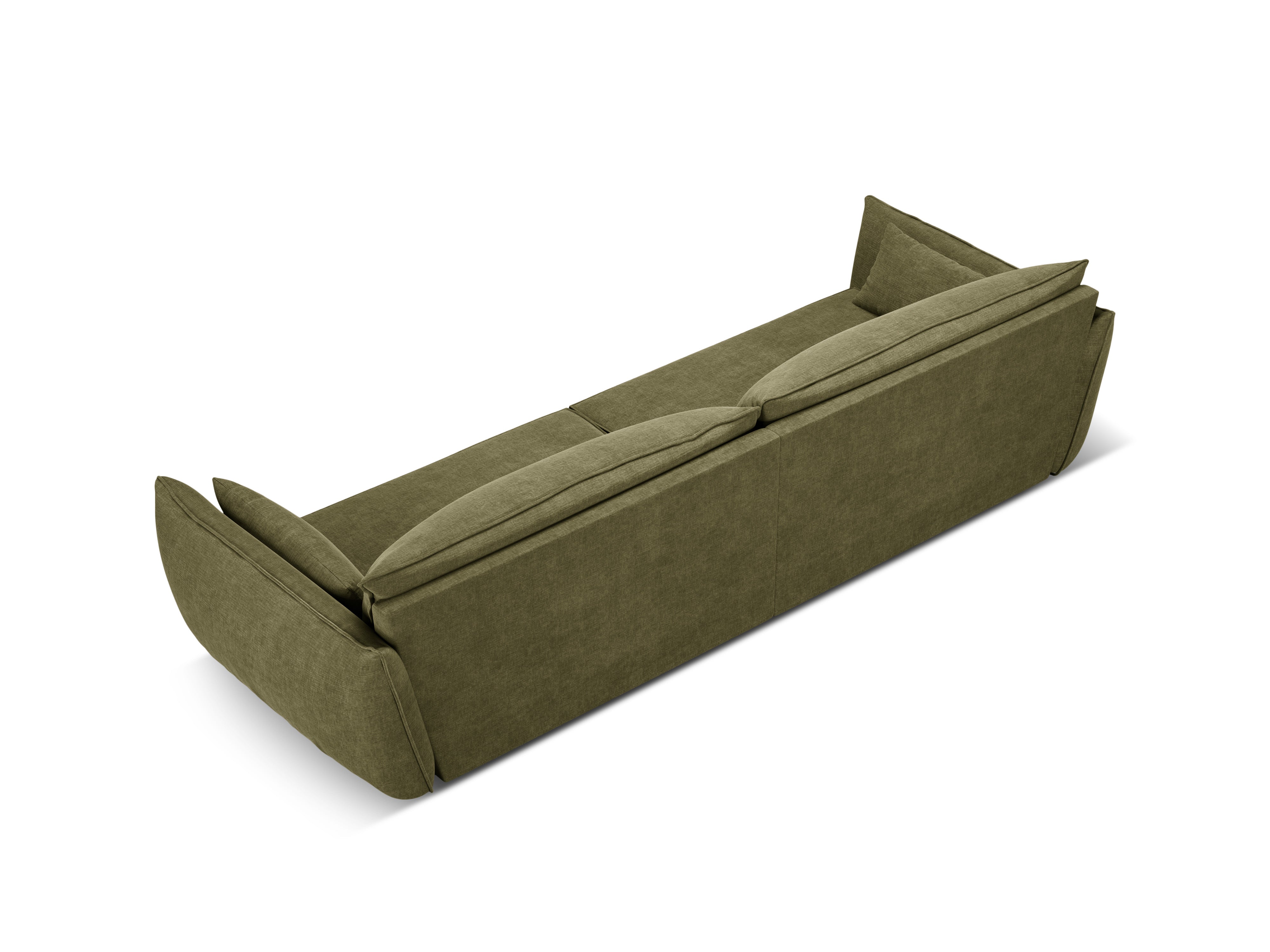 Sofa v zamatovej tkanine pre 4 osoby VANDA zelená