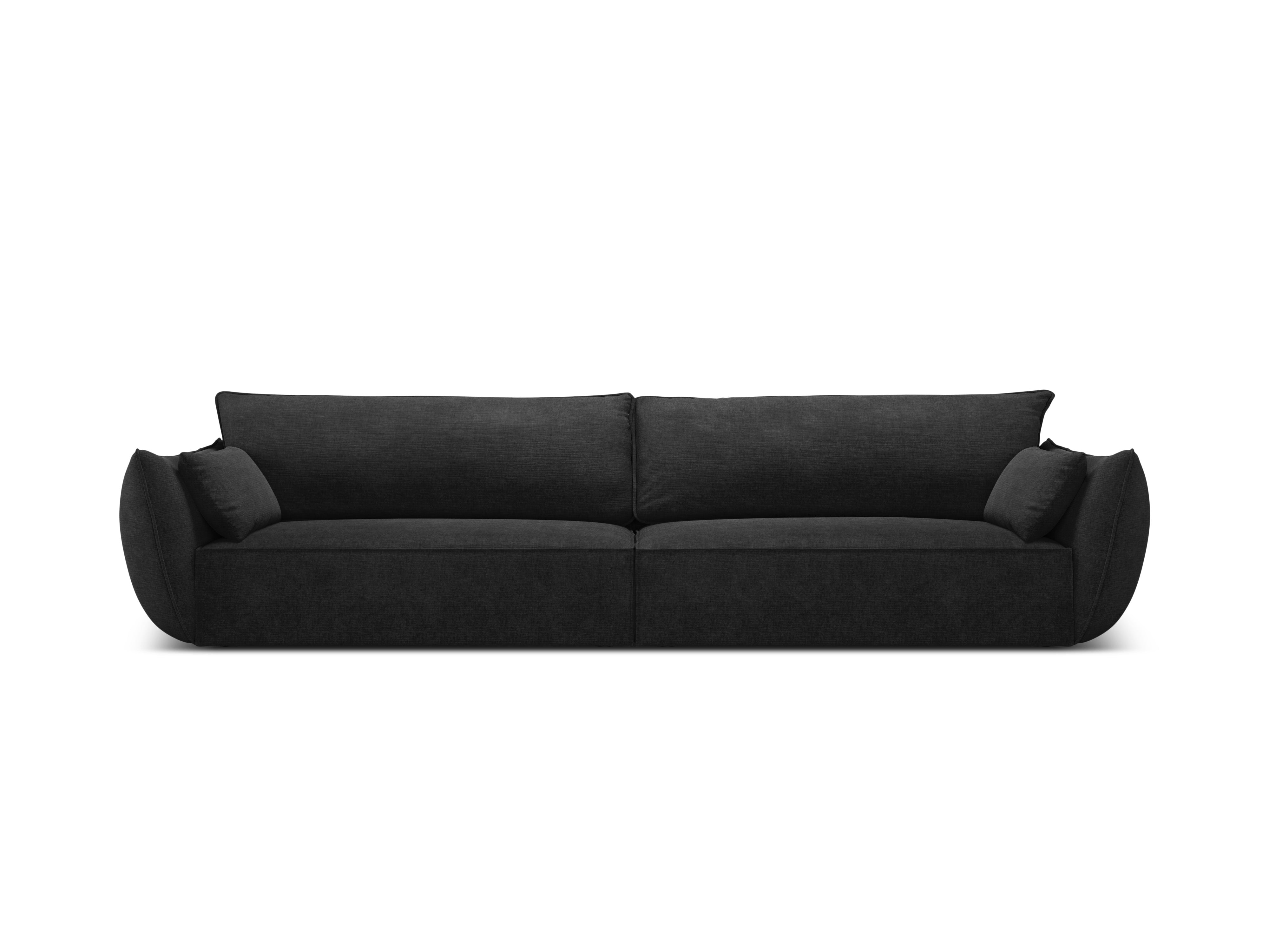 Sofa v zamatovej tkanine pre 4 osoby VANDA čierna