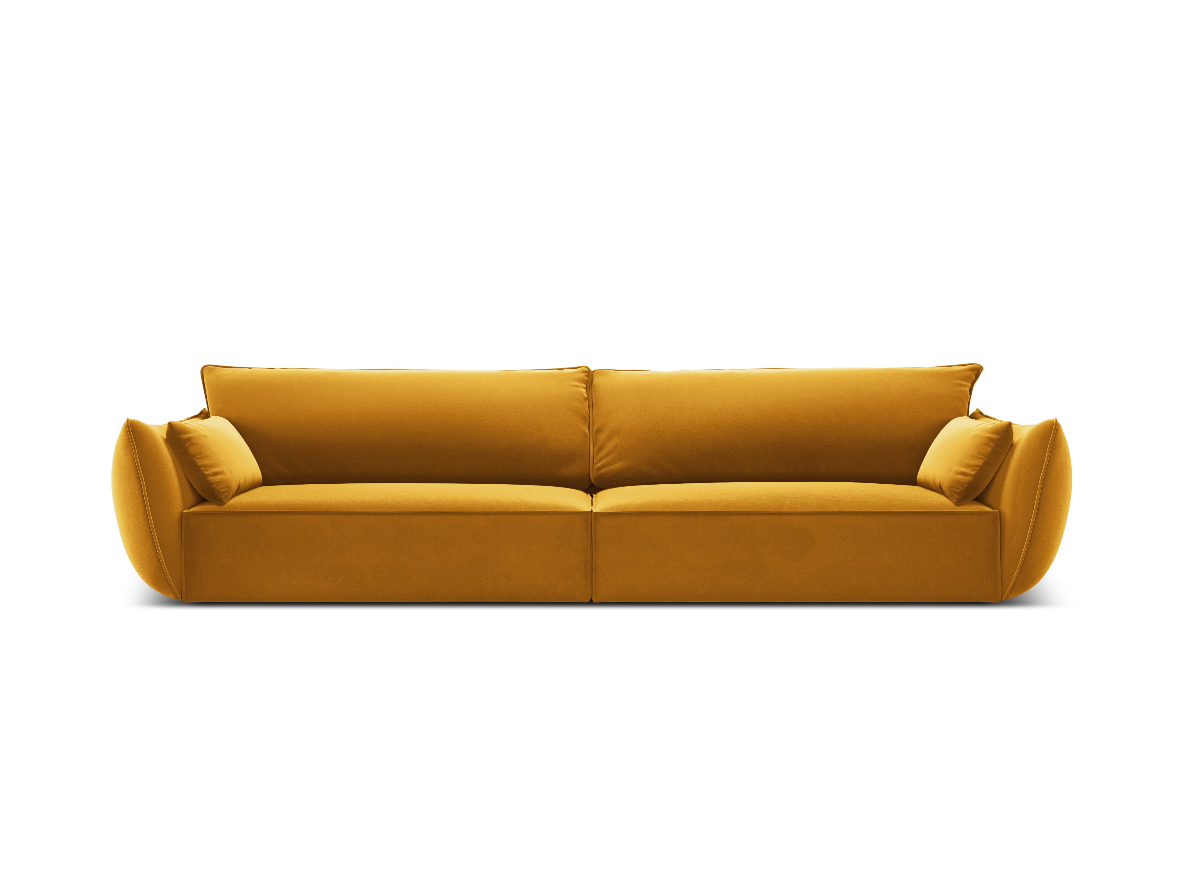 Sofa z jemného velúru pre 4 osoby VANDA horčicová