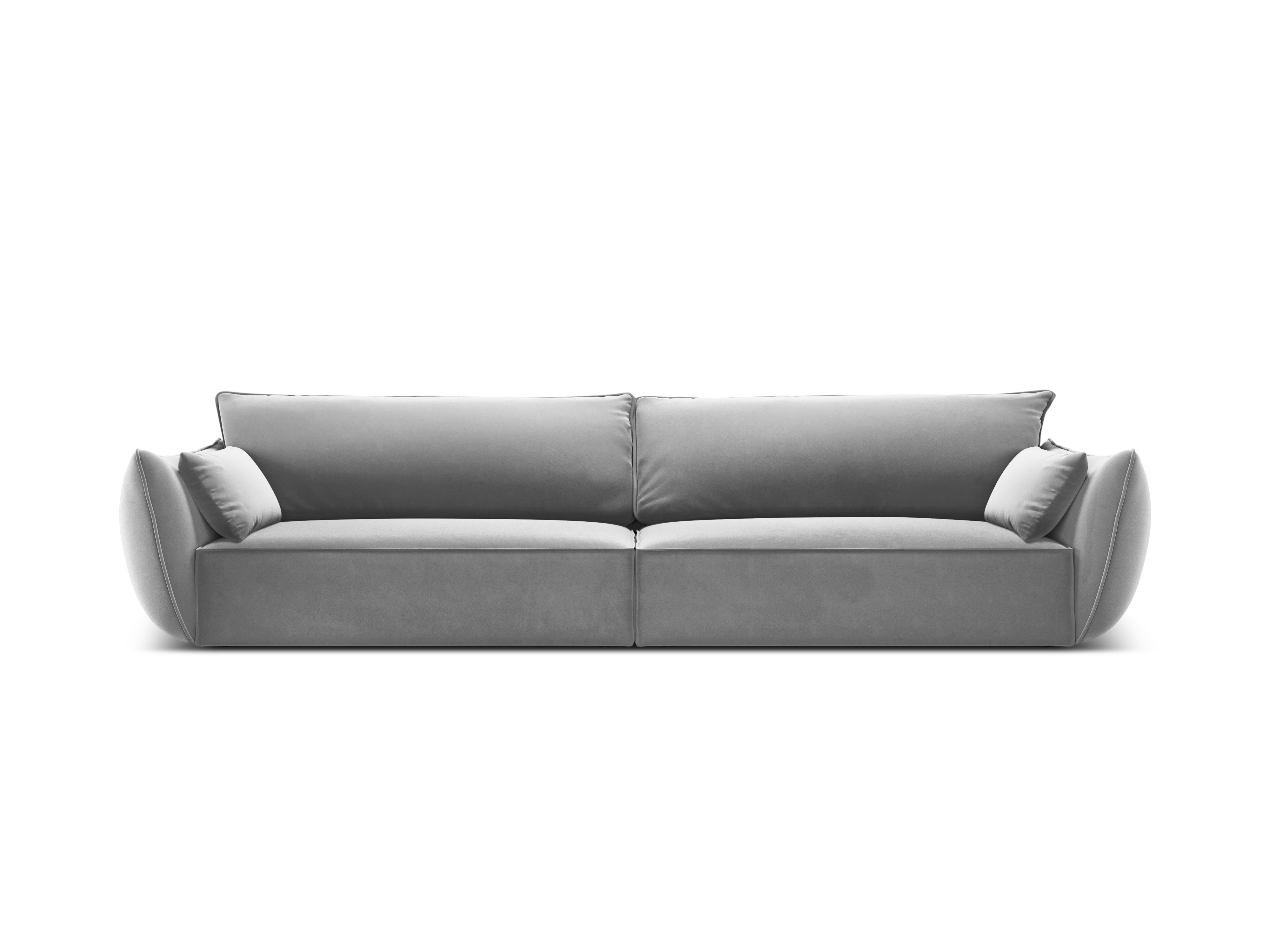 Sofa z jemného velúru pre 4 osoby VANDA šedá
