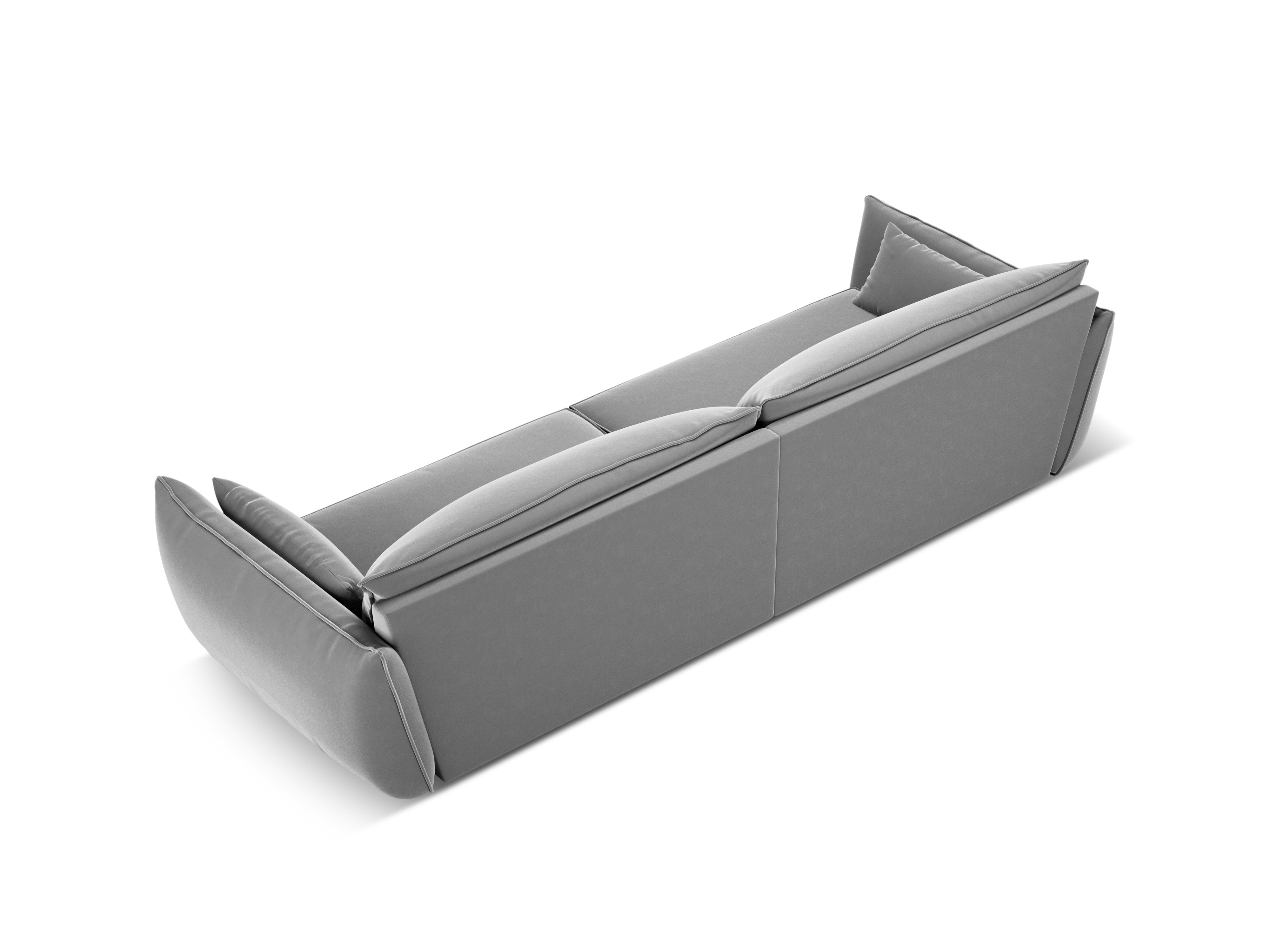 Sofa z jemného velúru pre 4 osoby VANDA šedá