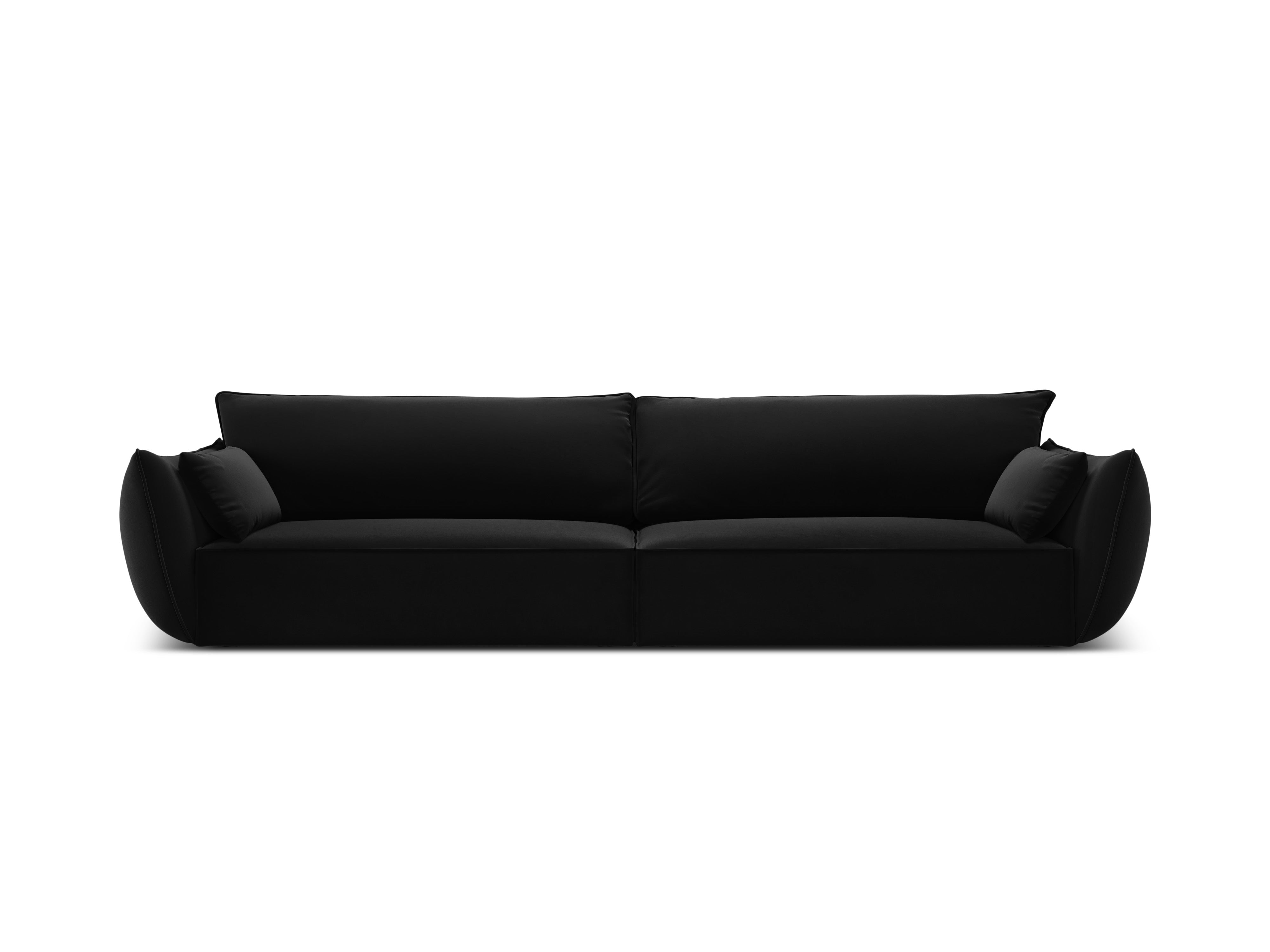 Sofa z jemného velúru pre 4 osoby VANDA čierna