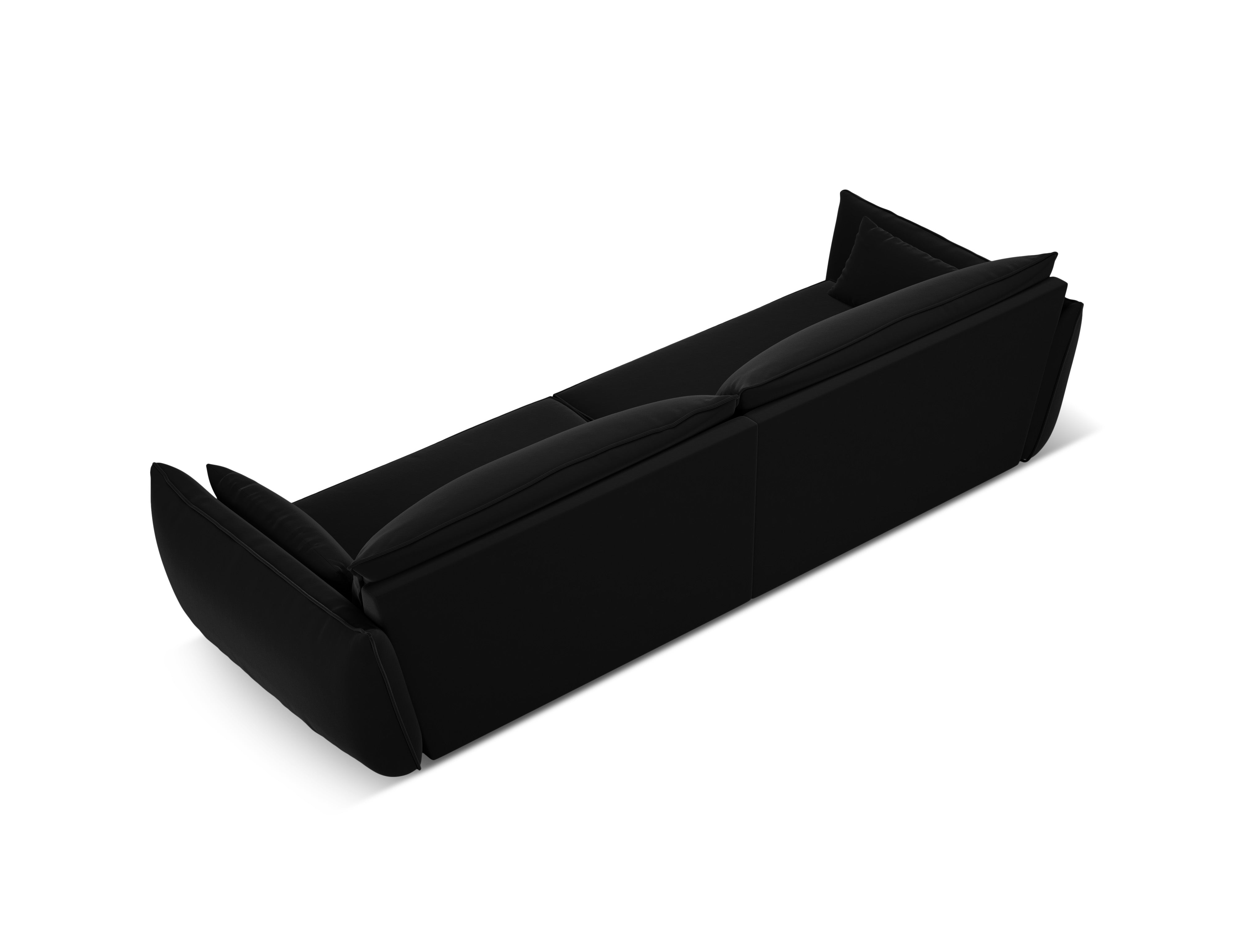 Sofa z jemného velúru pre 4 osoby VANDA čierna