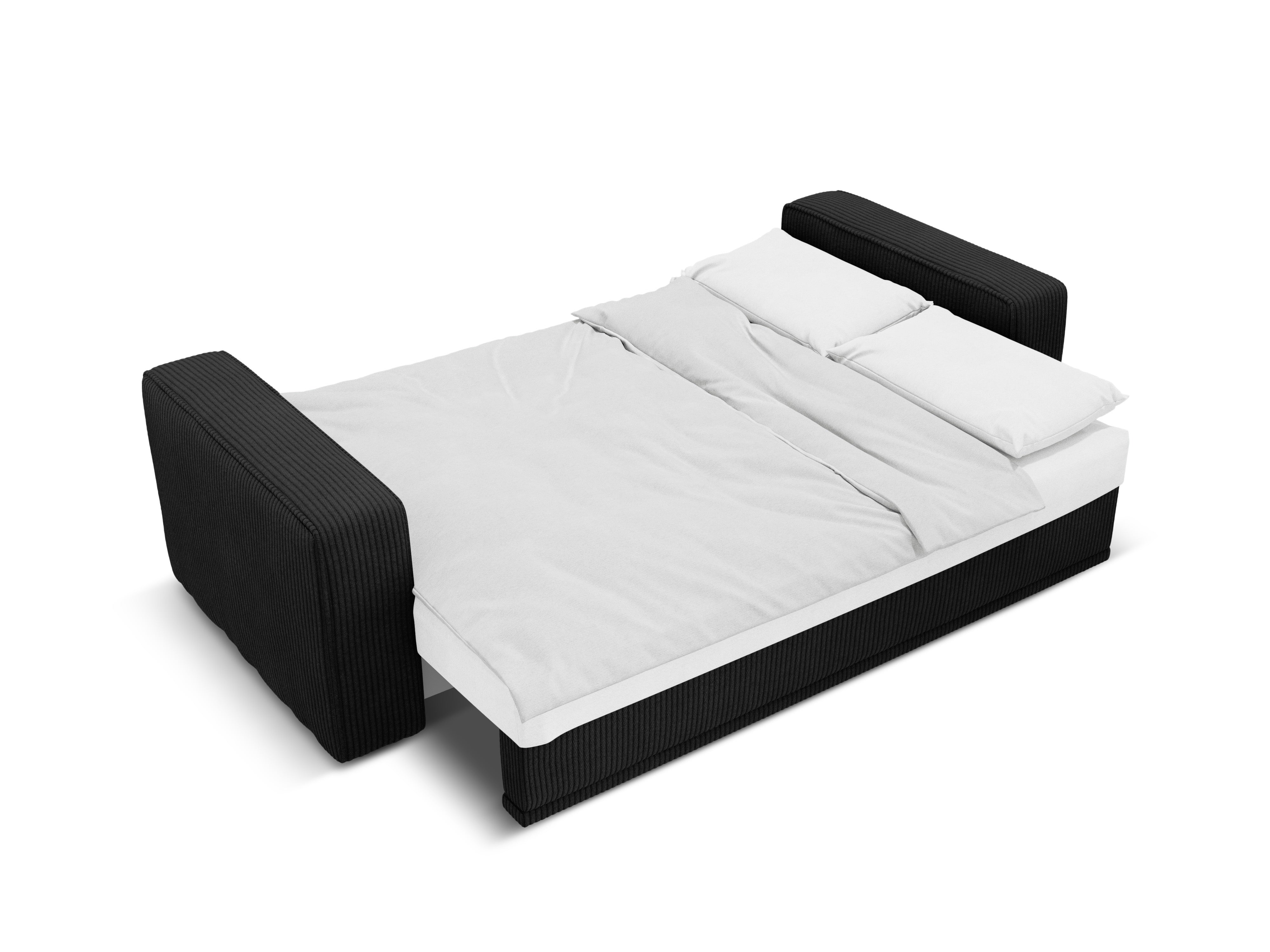 Ľavý rohový gauč s funkciou spania RIBES čierny zamat