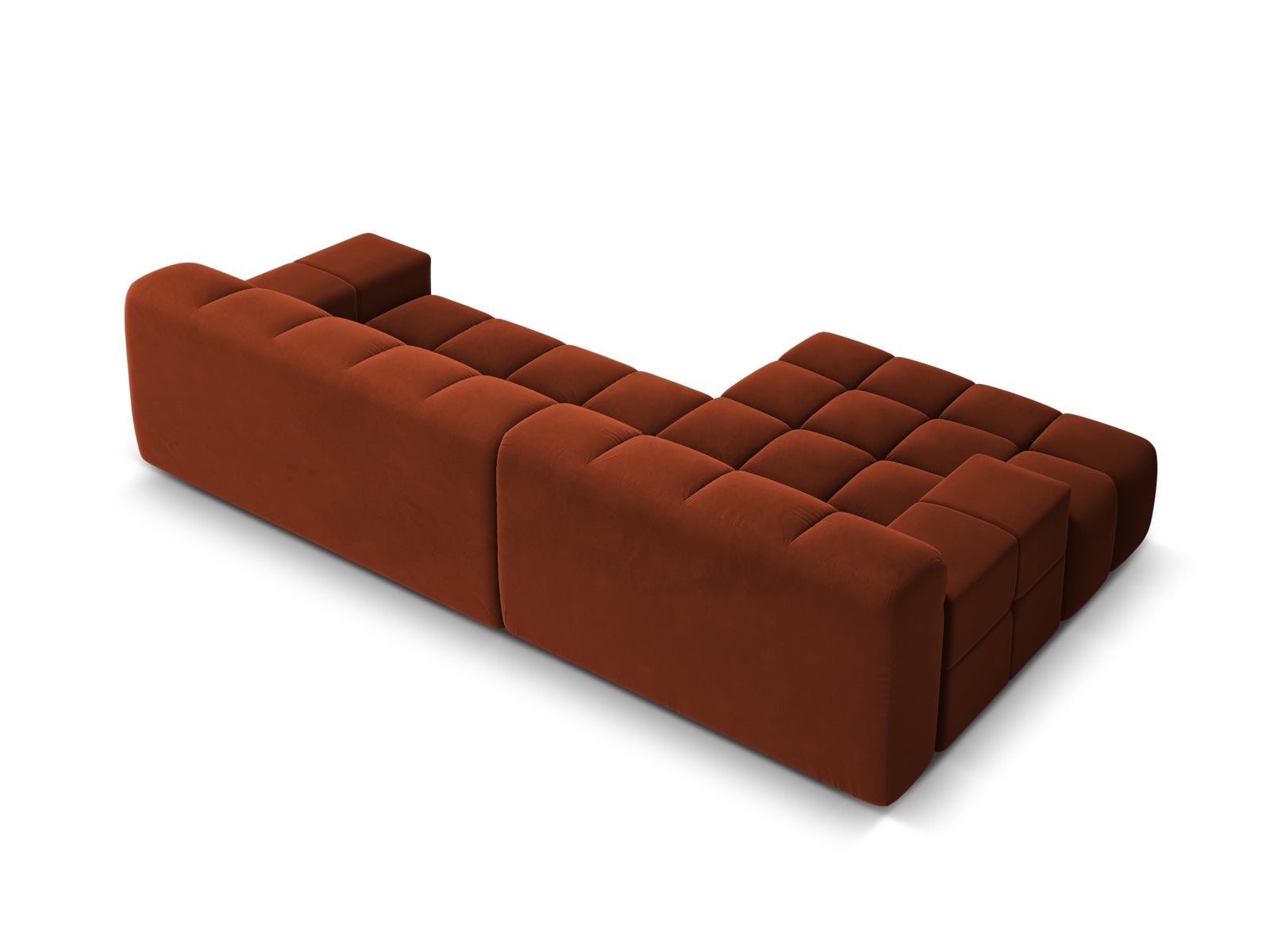 Left-facing 3-seater velvet corner sofa AGAVE brick red
