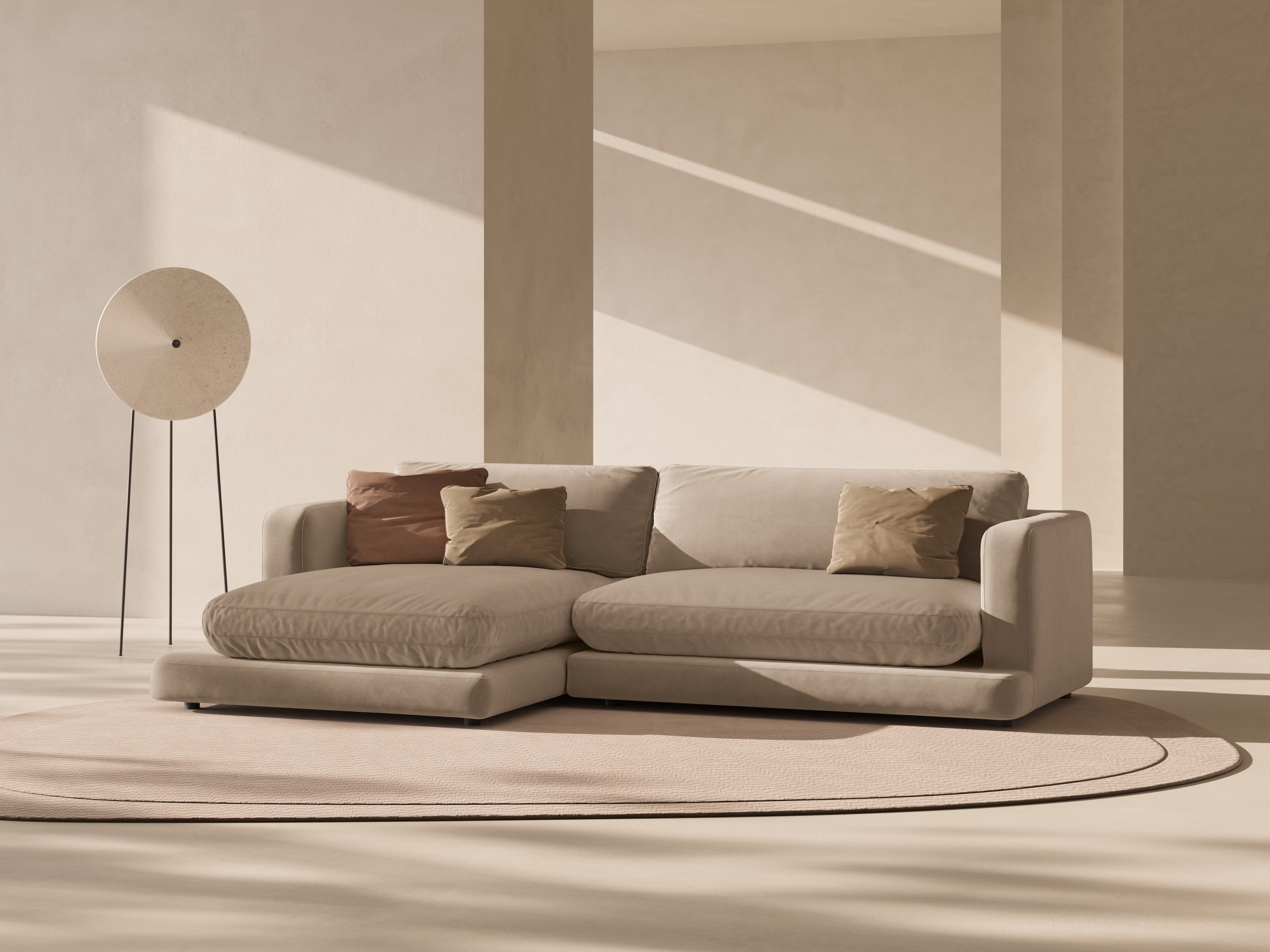 Súprava zamatová ľavostranná DAPHNE béžová