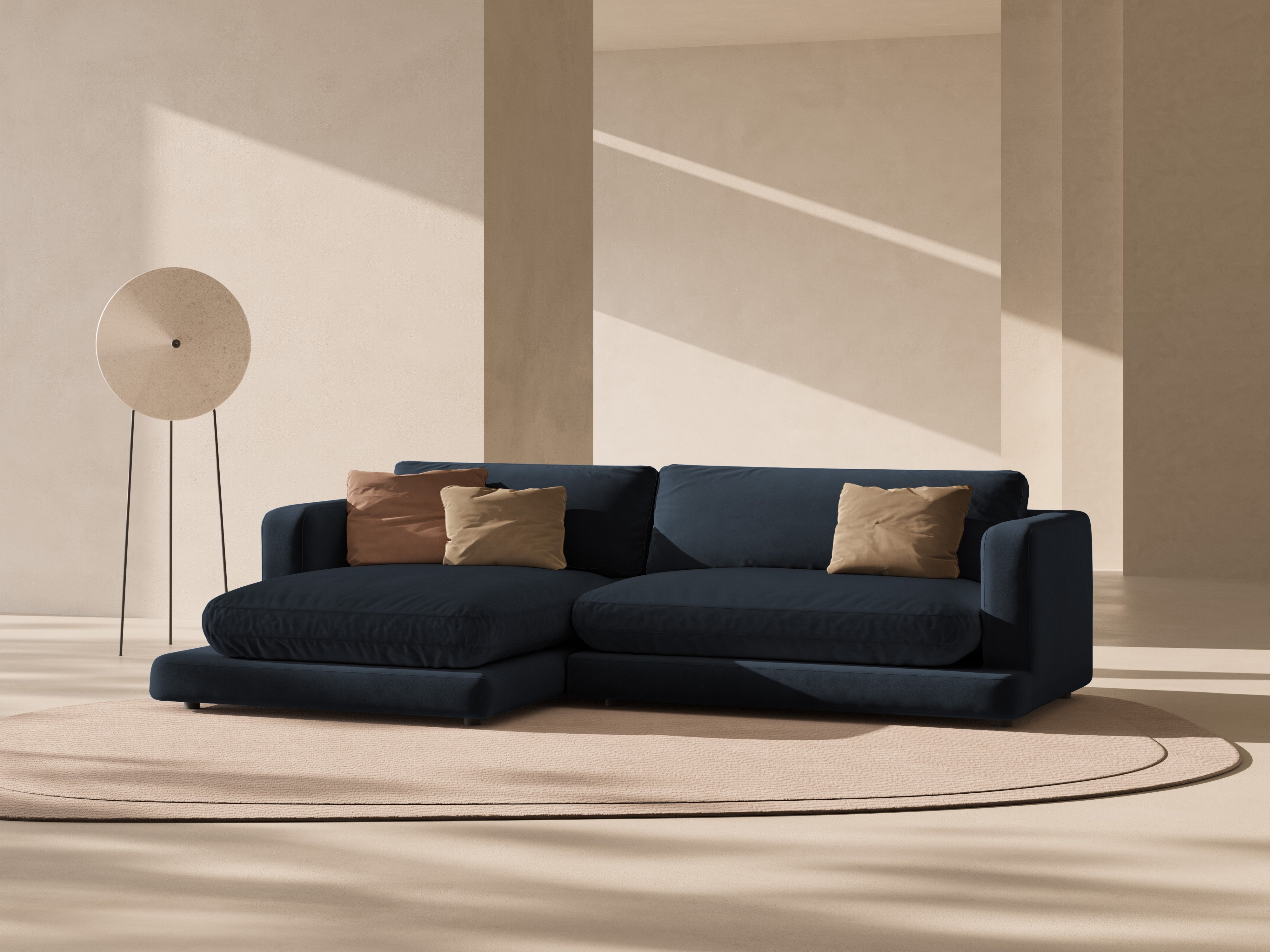 Sametový rohový gauč DAPHNE ľavý granátový