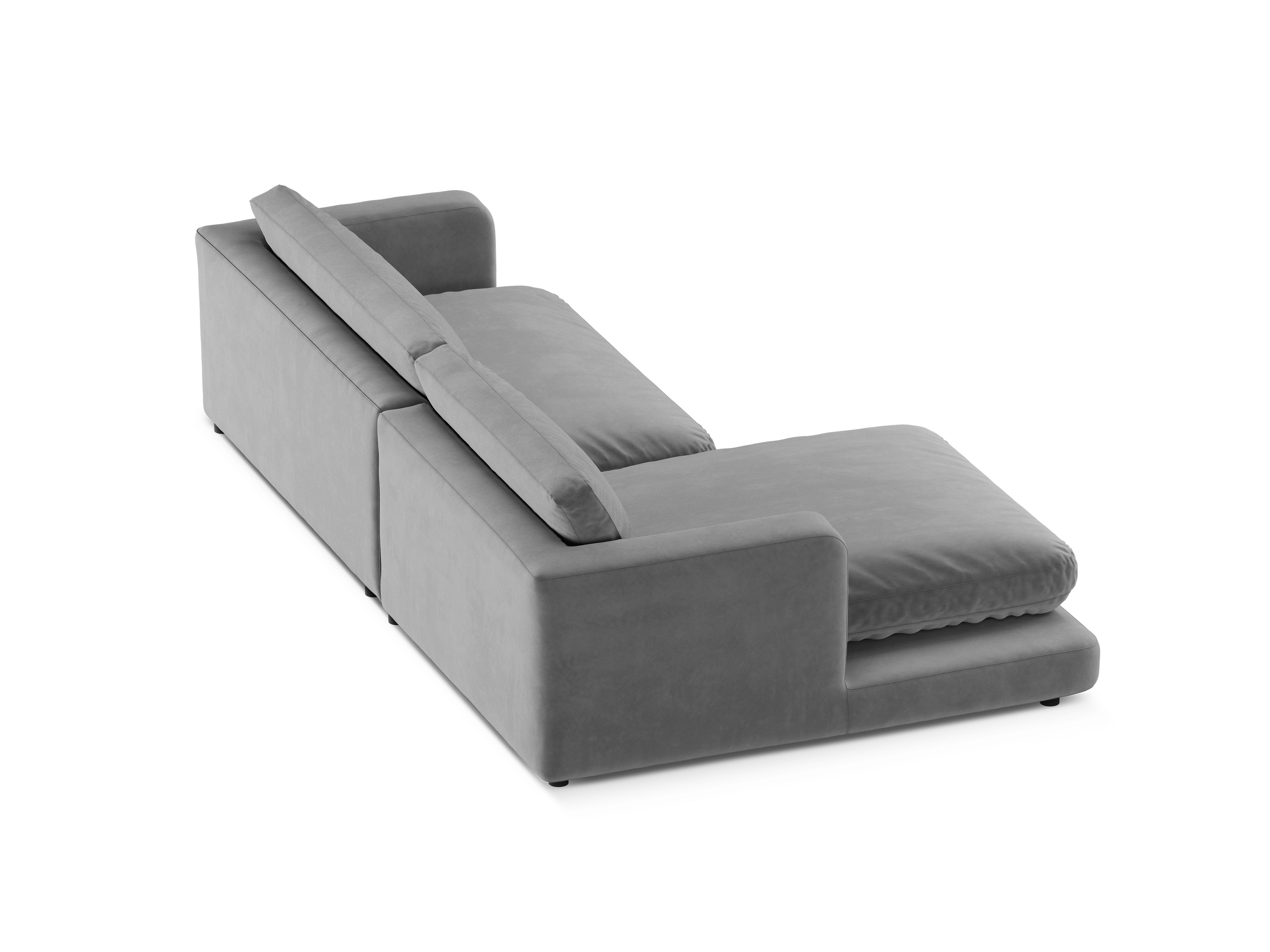 Sivý sametový rohový gauč DAPHNE ľavý