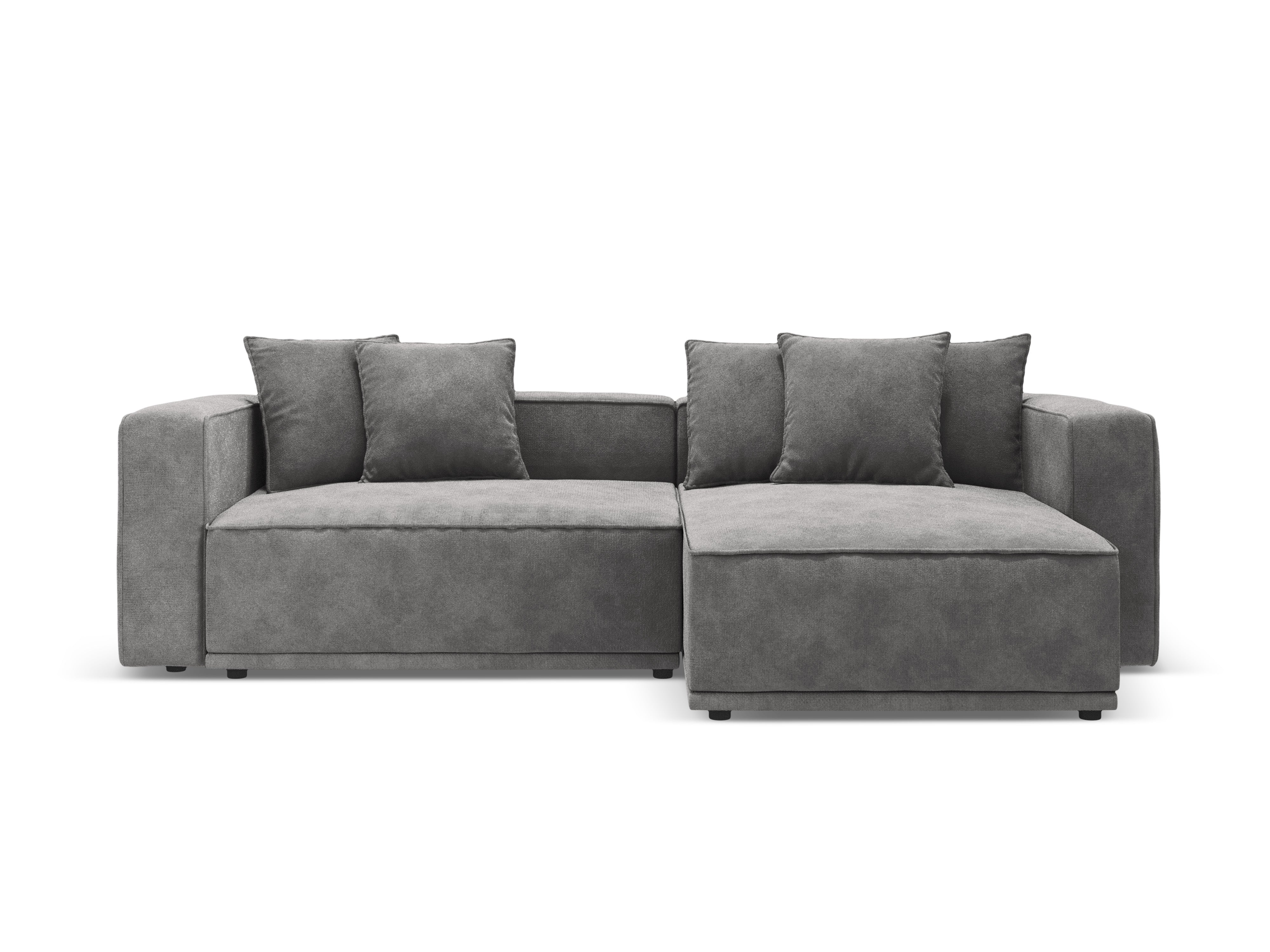 Right-facing velvet corner sofa bed RIBES gray