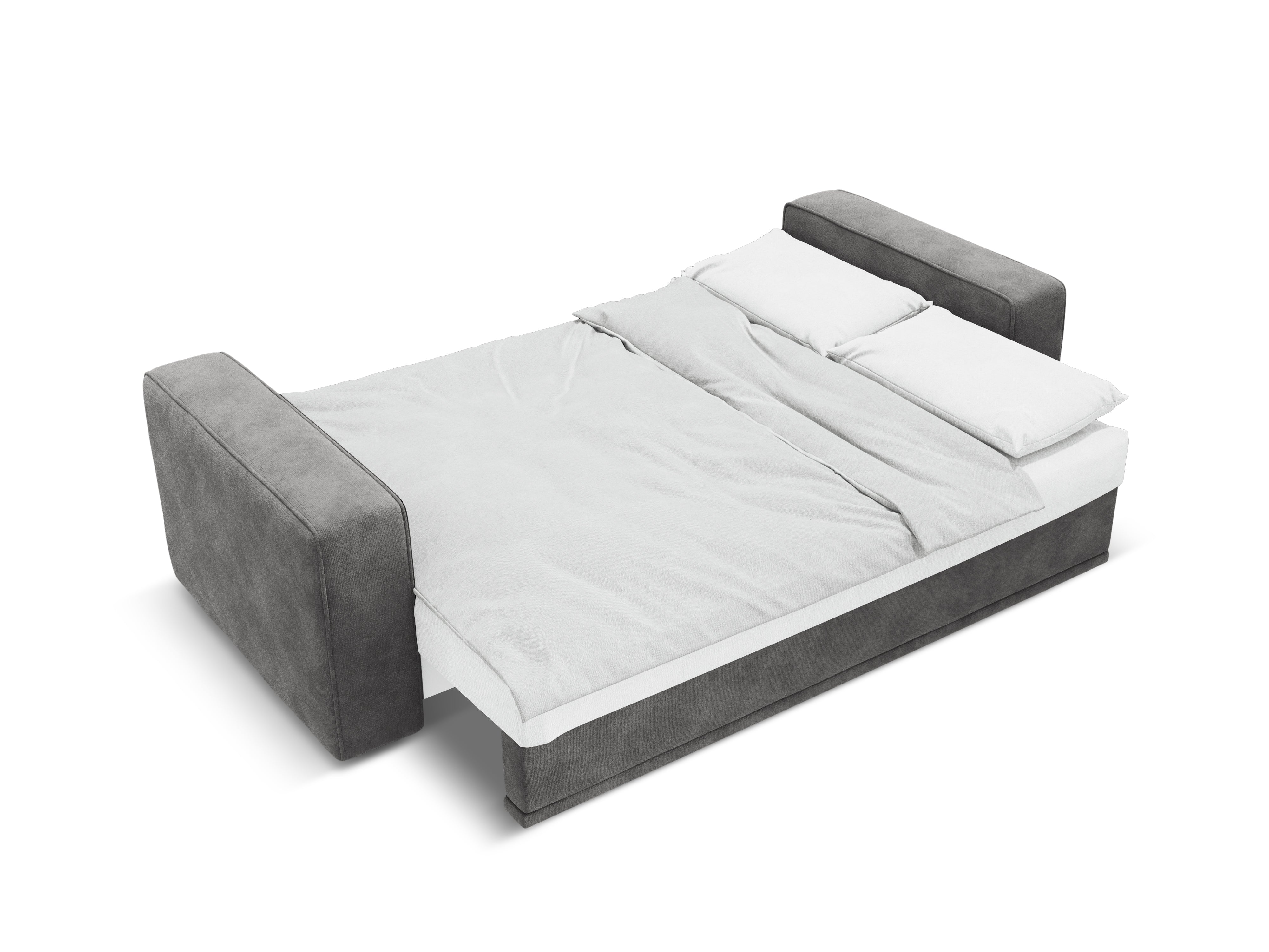 Right-facing velvet corner sofa bed RIBES gray