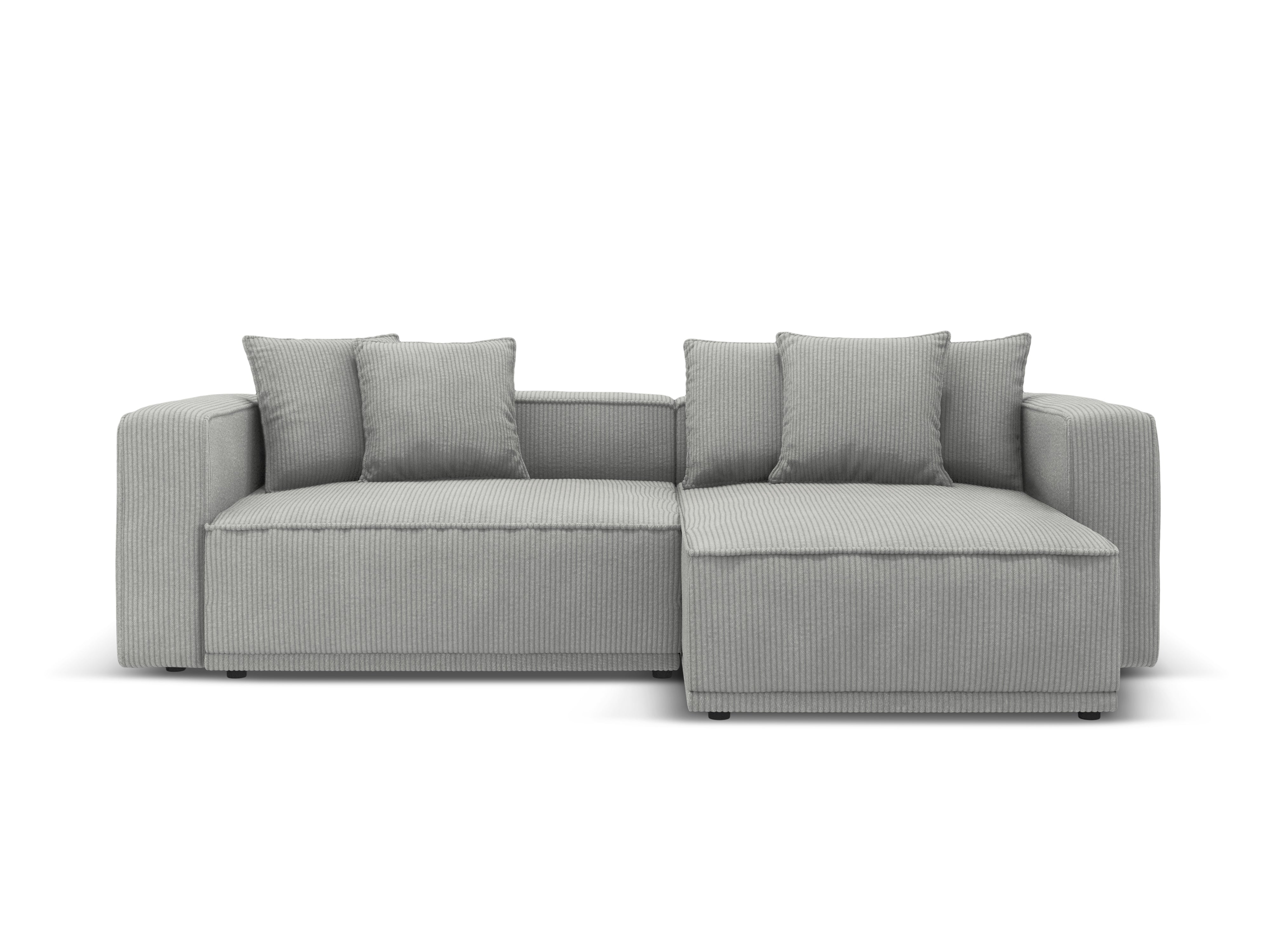 Right-sided corner sofa bed RIBES gray corduroy