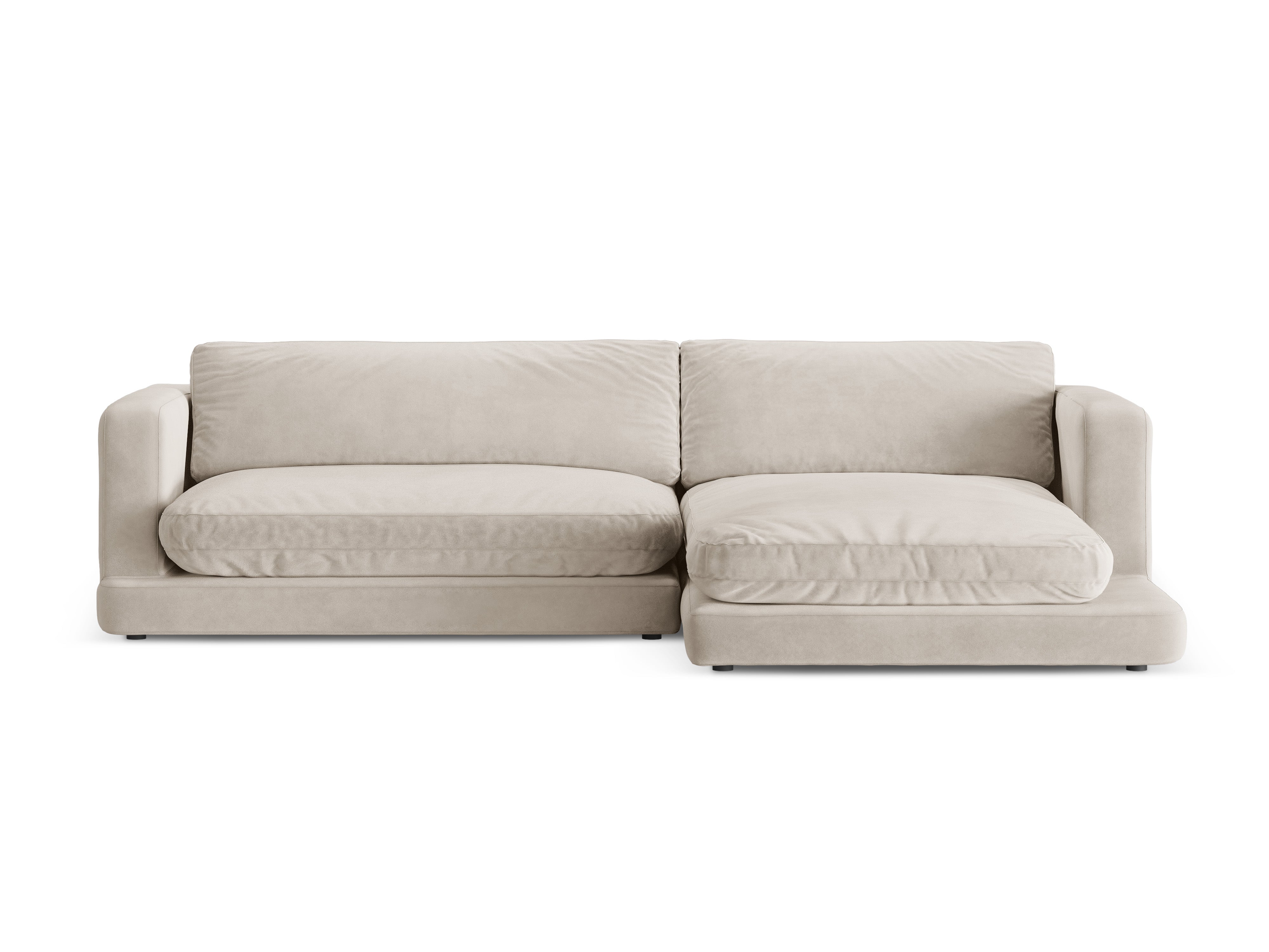 Right-facing velvet corner sofa DAPHNE light beige