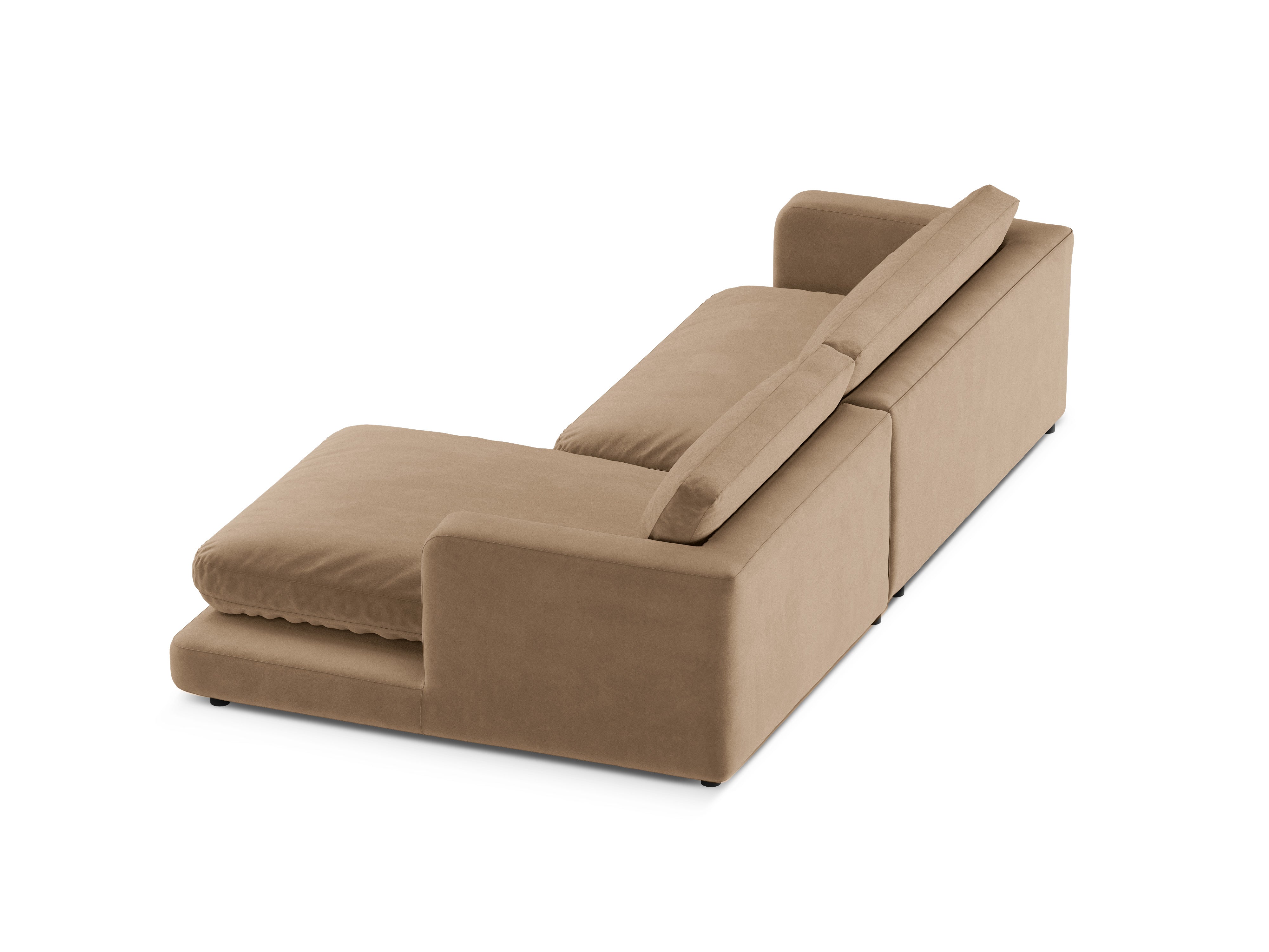 Svetlý pravý sametový rohový gauč DAPHNE