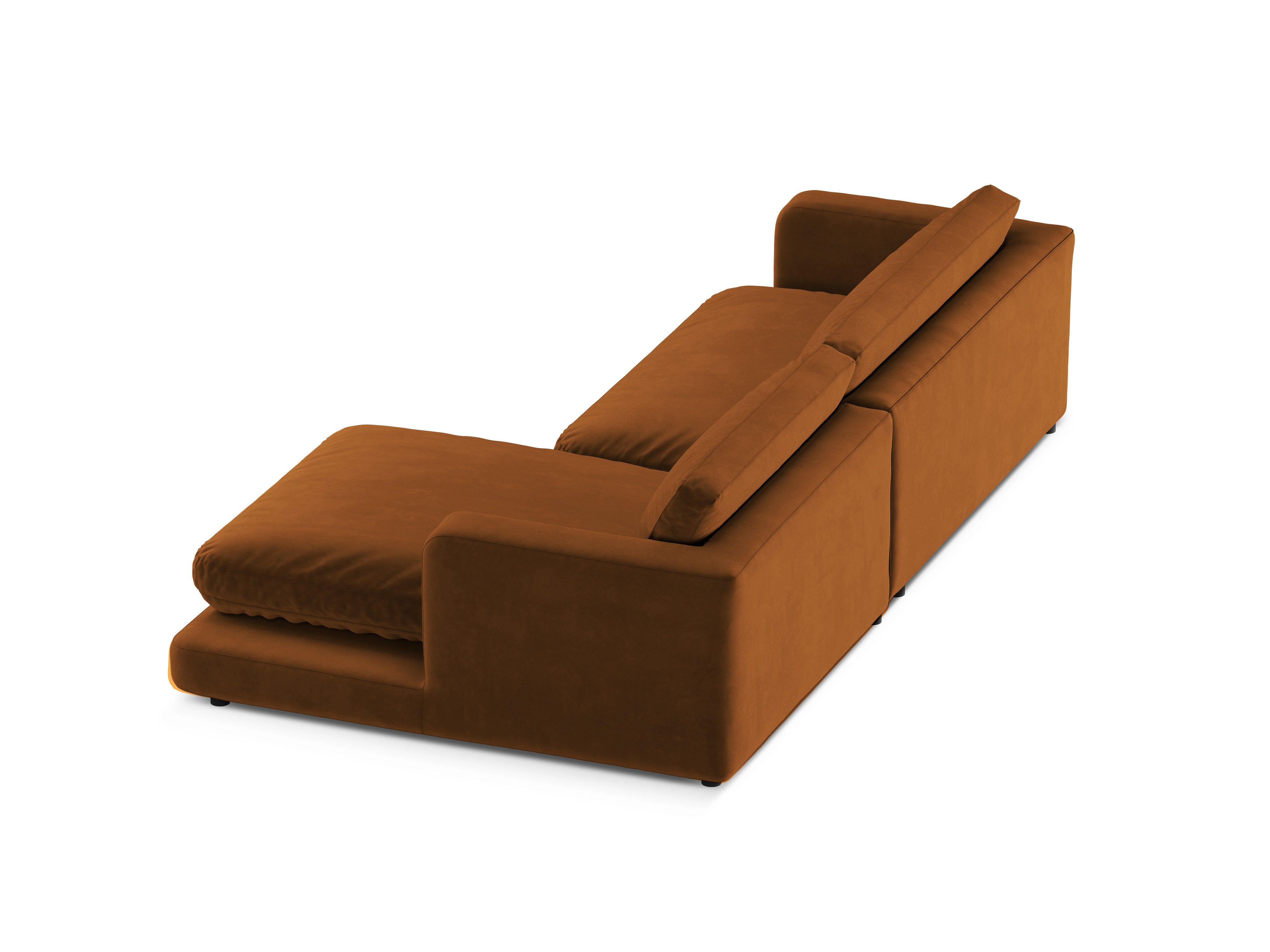 Rohová sedačka z aksamitného materiálu pravostranná DAPHNE medená