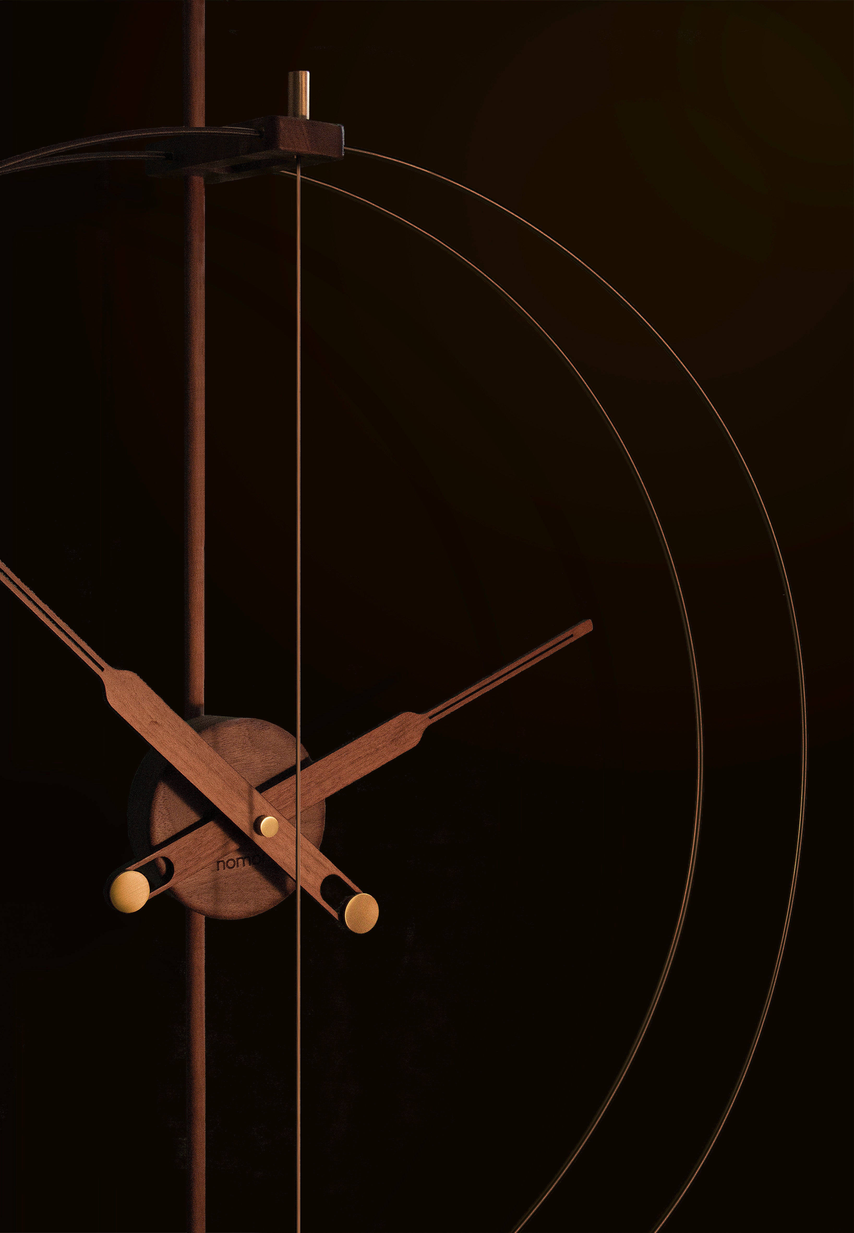 BARCELONA PREMIUM wall clock walnut wood with brass