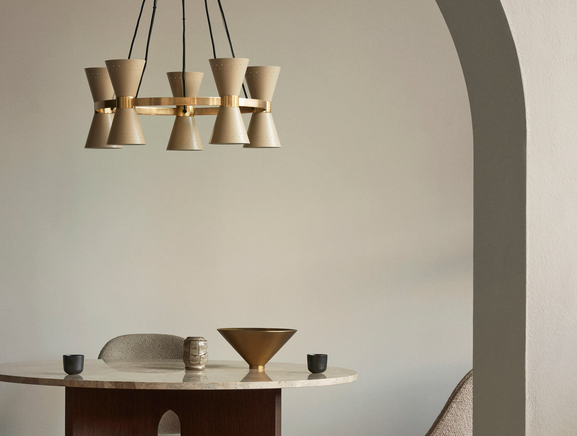 COLLECTOR beige chandelier with brass finish