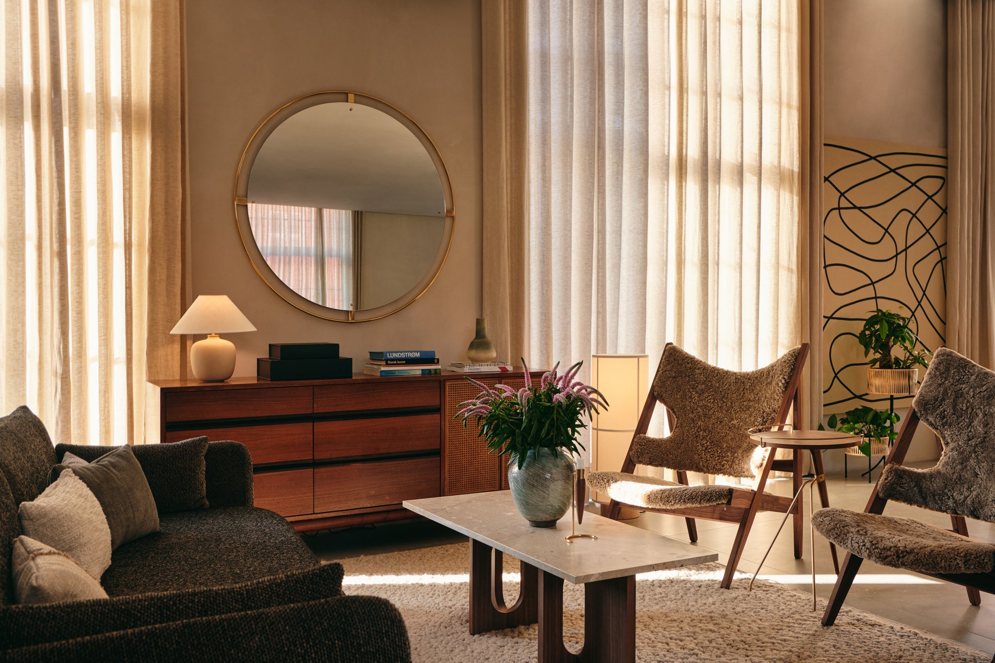 Okrúhle lustro NIMBUS bronzovaný mosadz