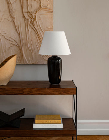 TORSO table lamp black ceramic with white shade