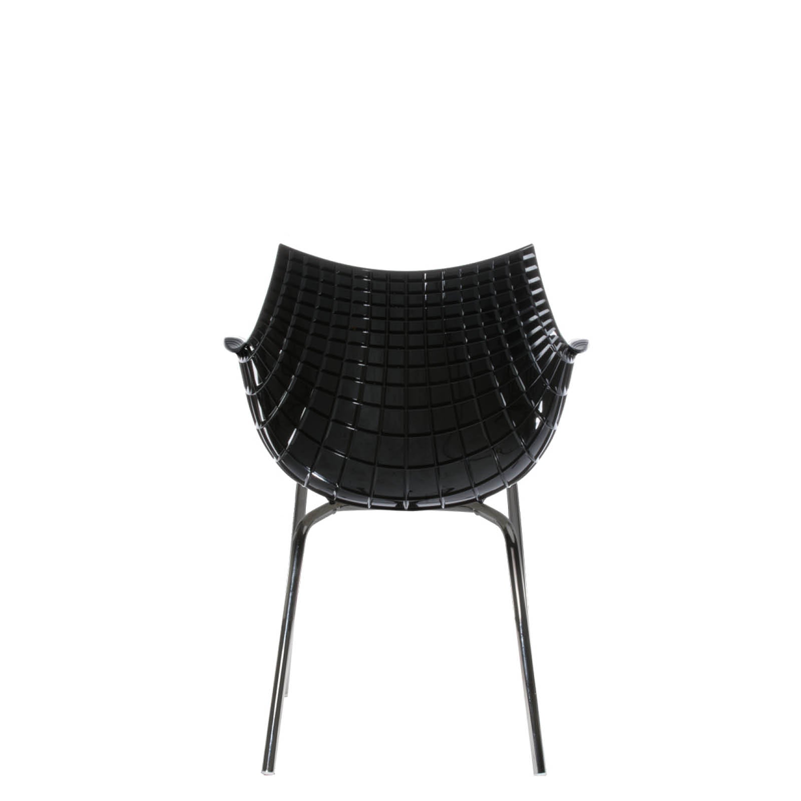 Stolička MERIDIANA čierna s chrómovaným podstavcom