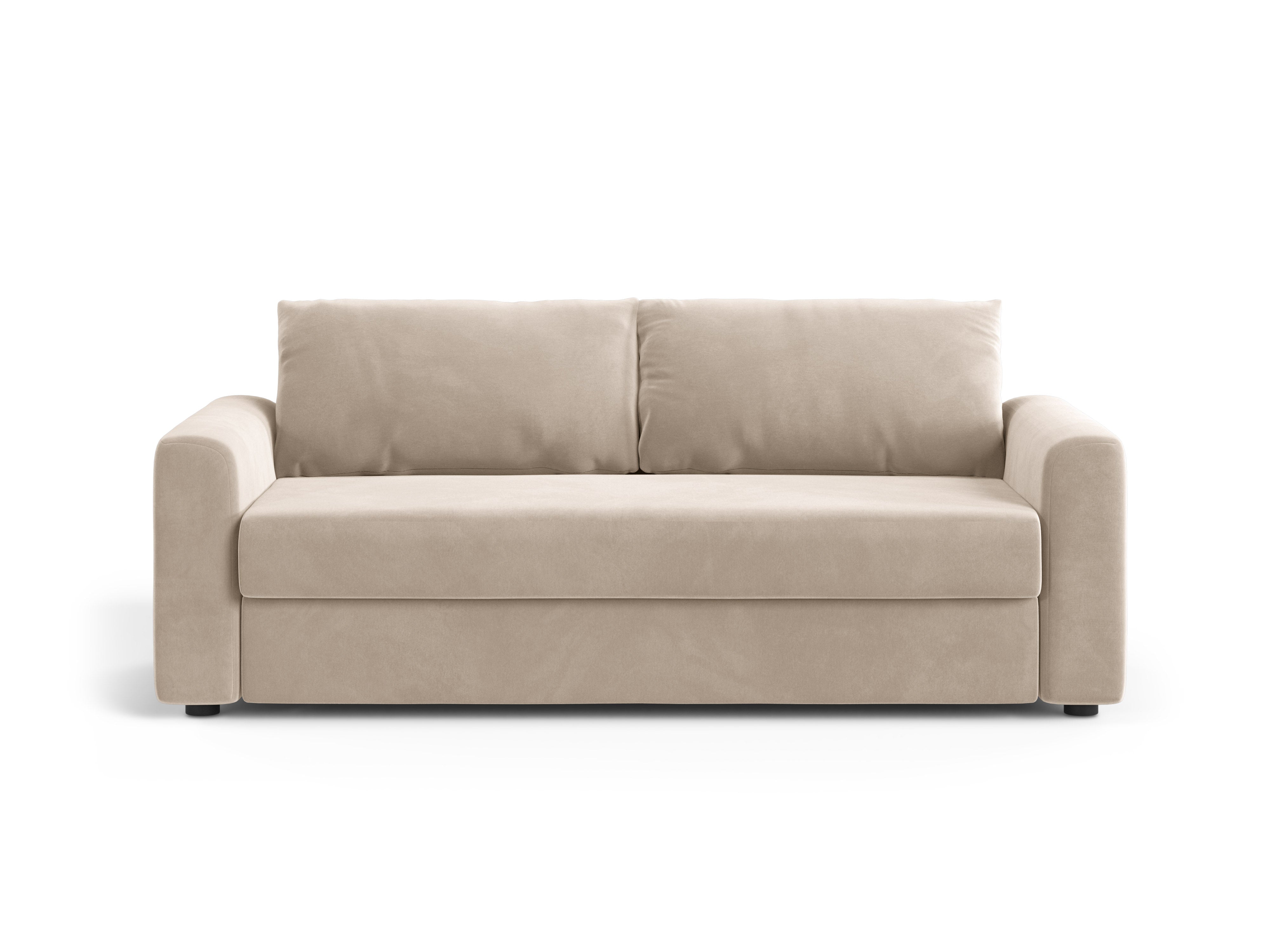 Beige 3-Seater Velvet Sofa with Sleeping Function DAVID
