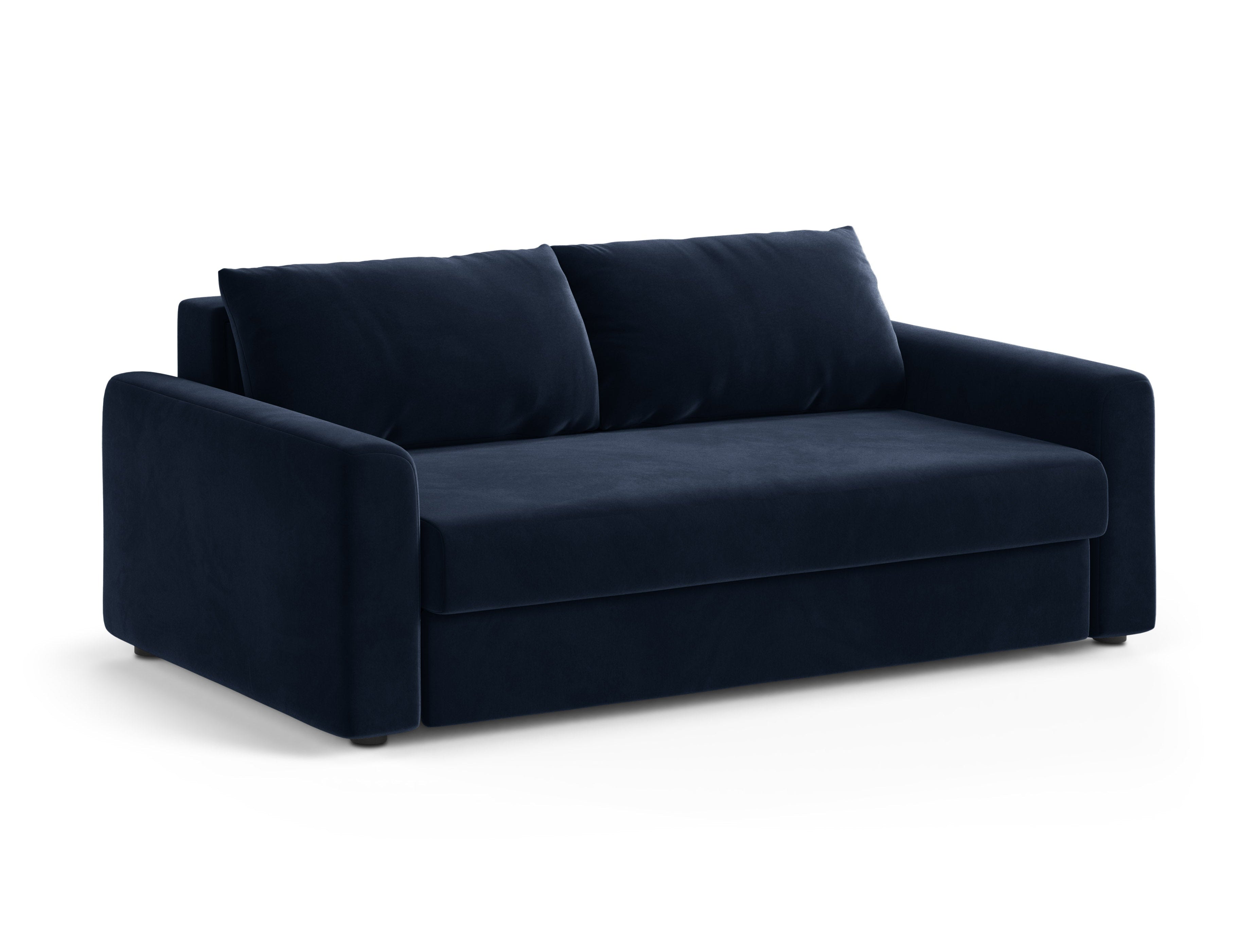 Sofa z jemného zamatového materiálu pre 3 osoby s funkciou spania DAVID kráľovská modrá