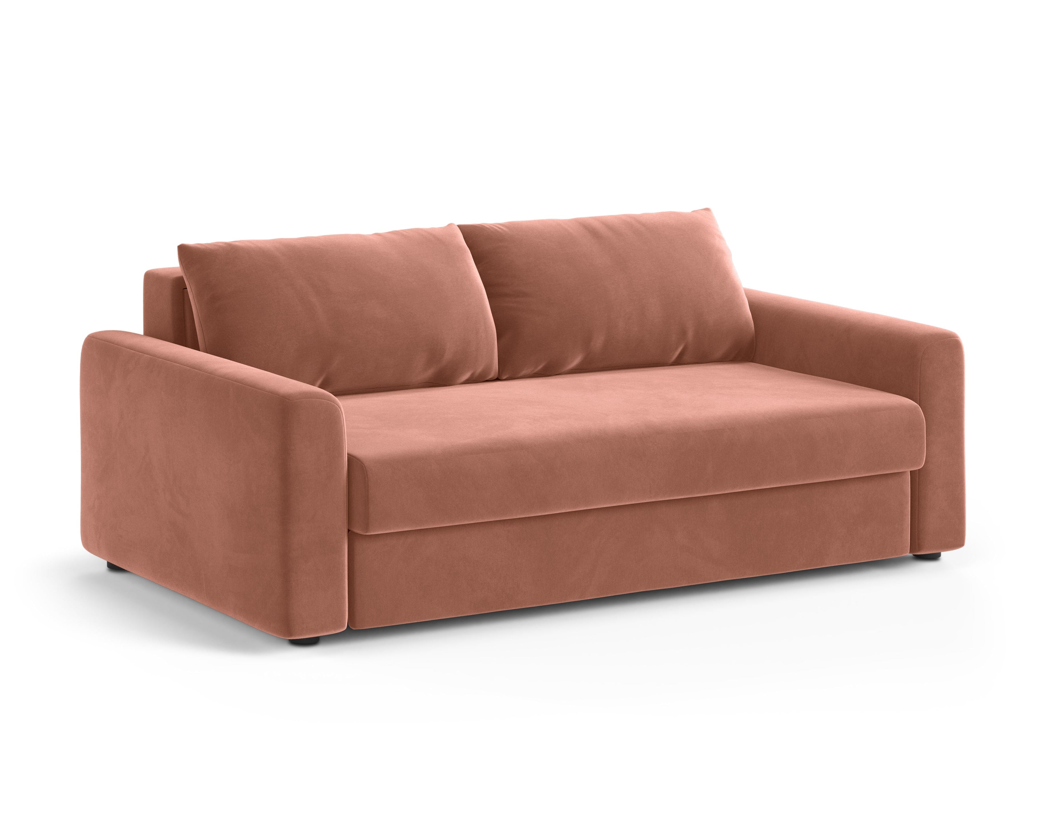 Sofa z jemného zamatového materiálu pre 3 osoby s funkciou spania DAVID ružová