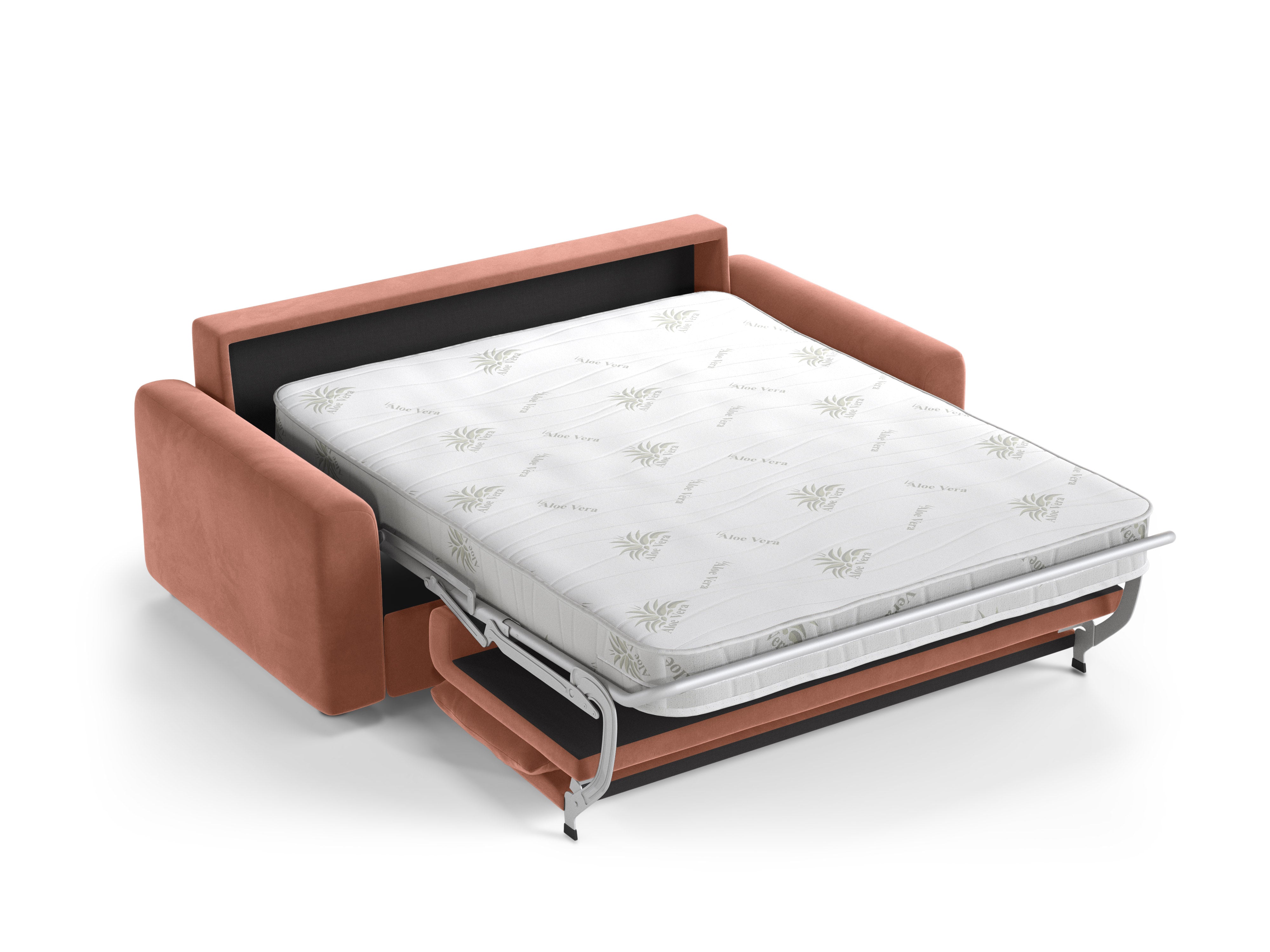 Sofa z jemného zamatového materiálu pre 3 osoby s funkciou spania DAVID ružová