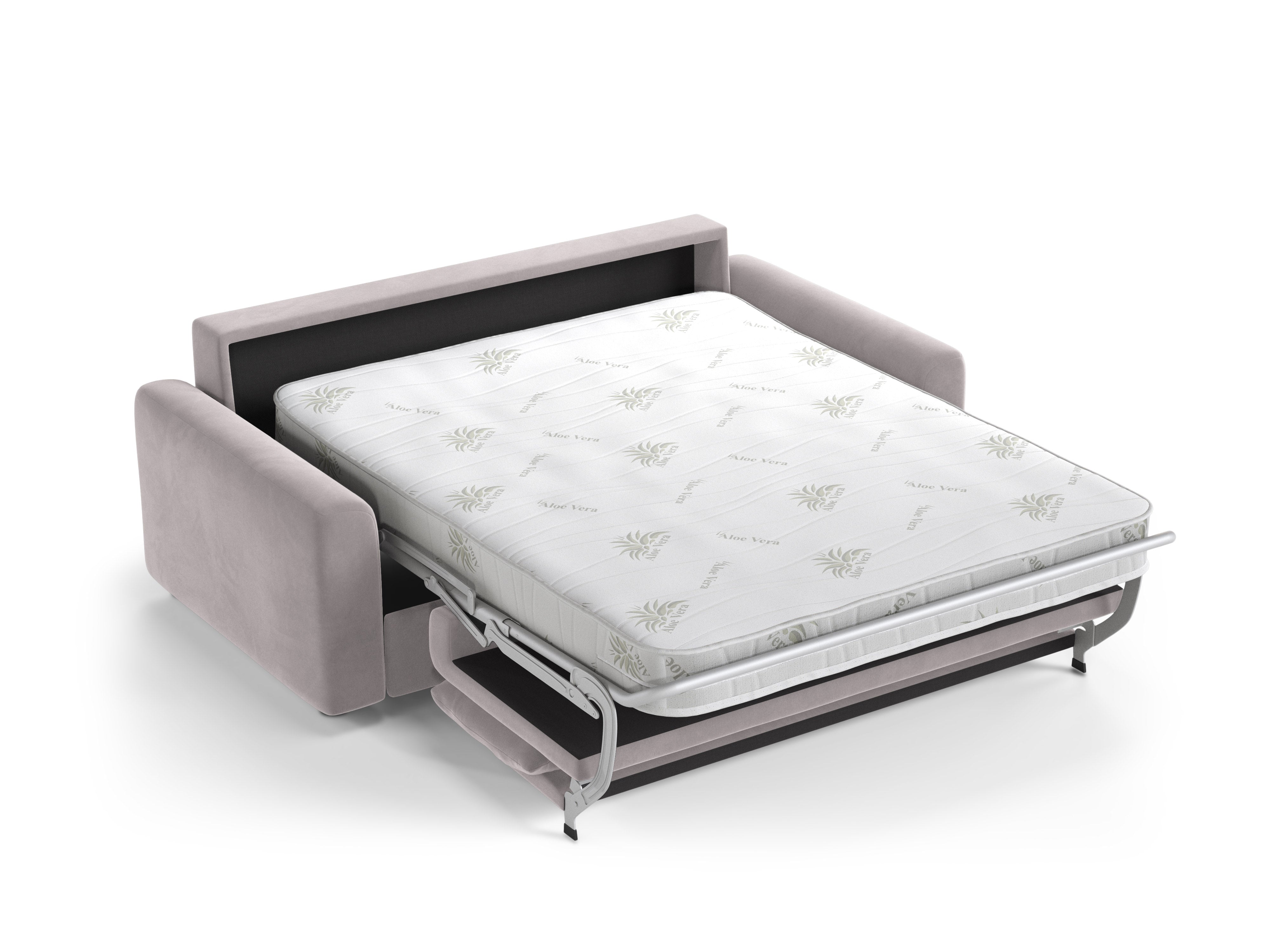 David Light Gray Velvet 3-Seater Sofa with Sleeping Function